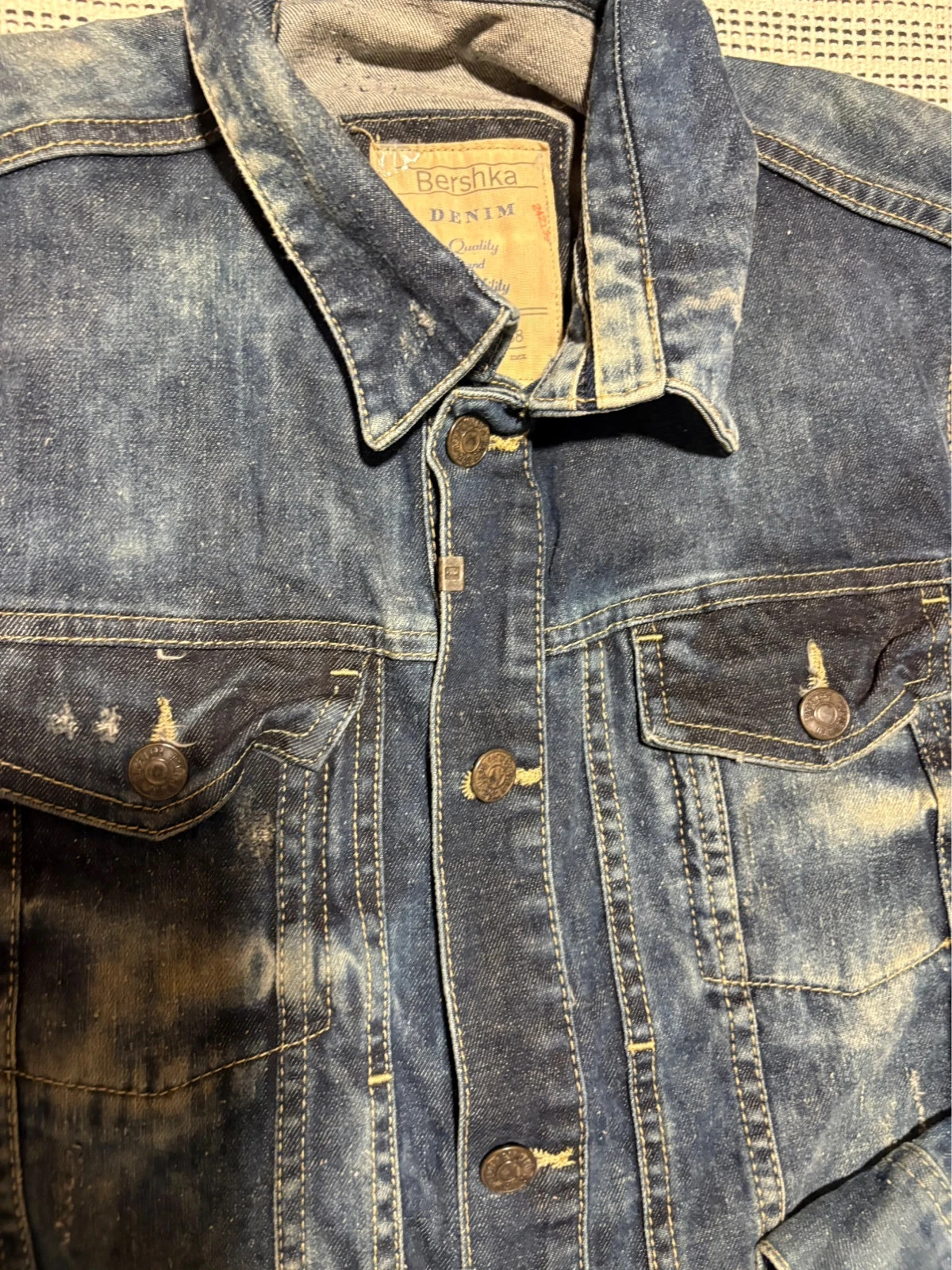 chaqueta vaquera bershka M 38 denim vestebazante distressed vintage jacket spijkerjas vestspijker – Bershka – taille M 3