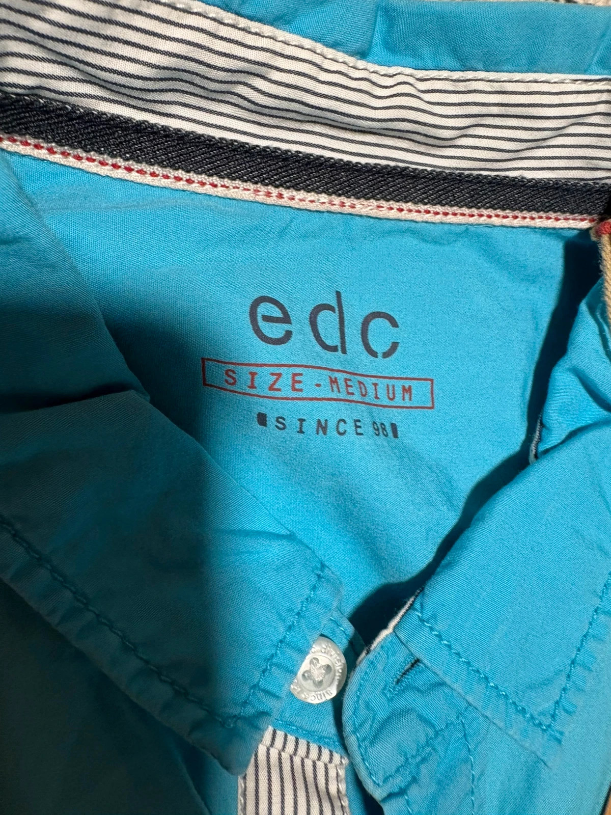 Camisa EDC Esprit azul turquesa talla M nueva con etiqueta manga corta hombre casual vintage look – EDC by Esprit – taille M 3