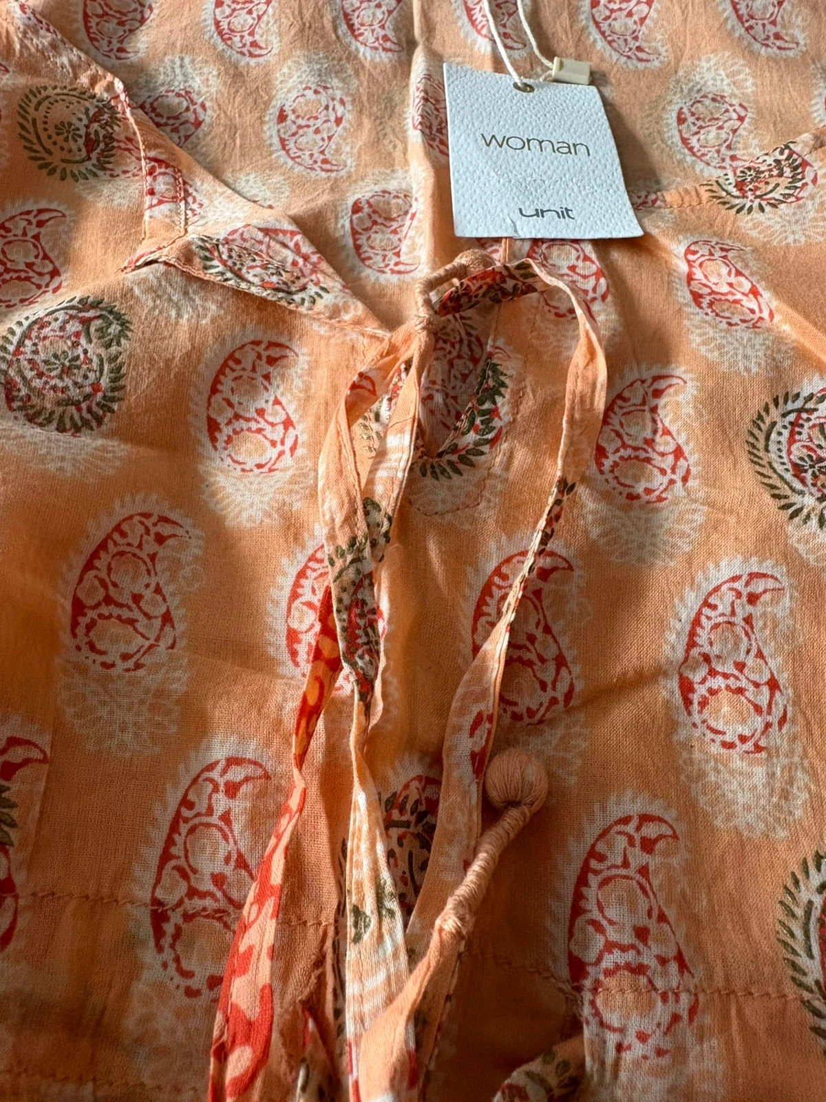 caftán túnica playa boho étnico estampado paisley naranja dorado unit xl kaftan robe – Unit – taille XL / 42 / 14 4
