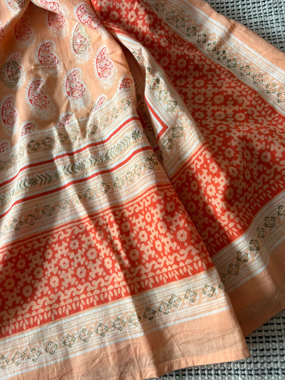 caftán túnica playa boho étnico estampado paisley naranja dorado unit xl kaftan robe – Unit – taille XL / 42 / 14 2