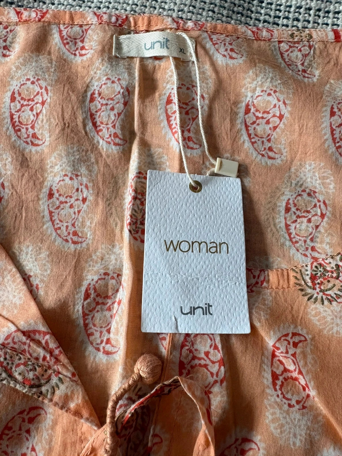 caftán túnica playa boho étnico estampado paisley naranja dorado unit xl kaftan robe – Unit – taille XL / 42 / 14 5