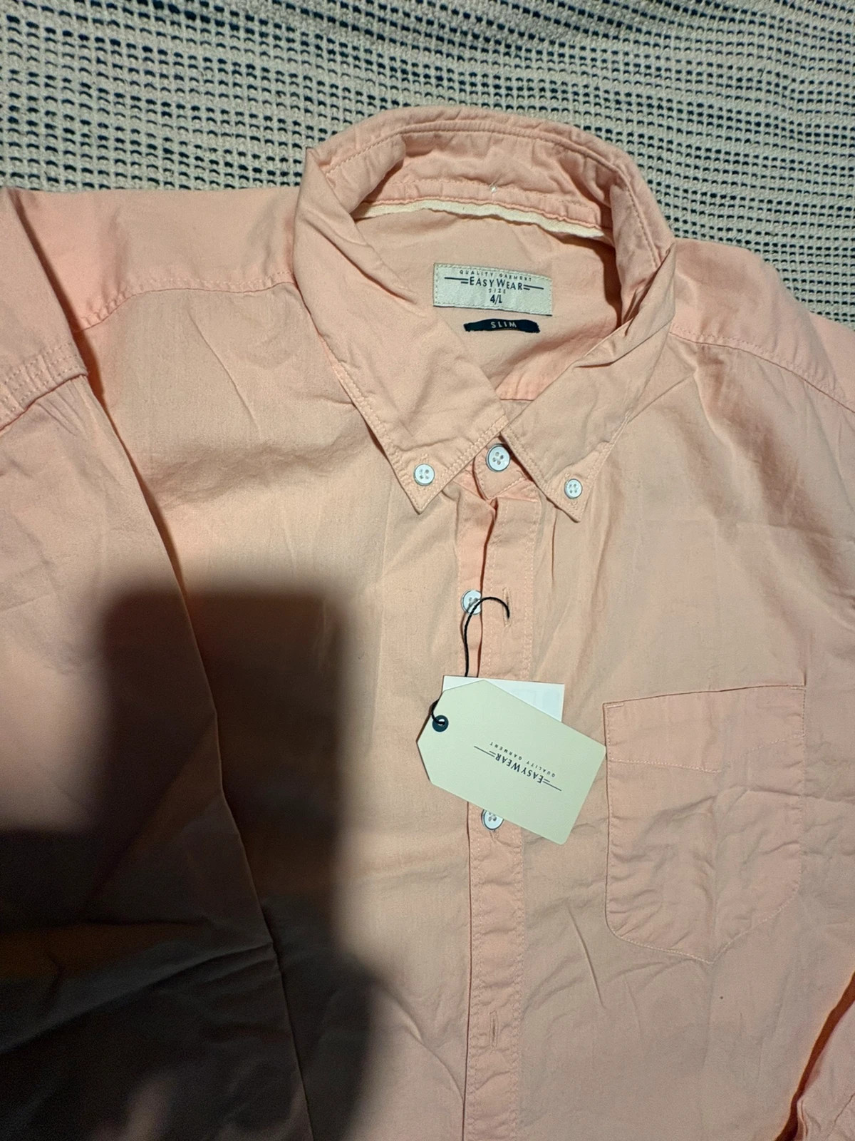 Camisa hombre salmón Easy Wear El Corte Inglés talla L slim fit shirt chemise hemden – Easy Wear – taille L 2