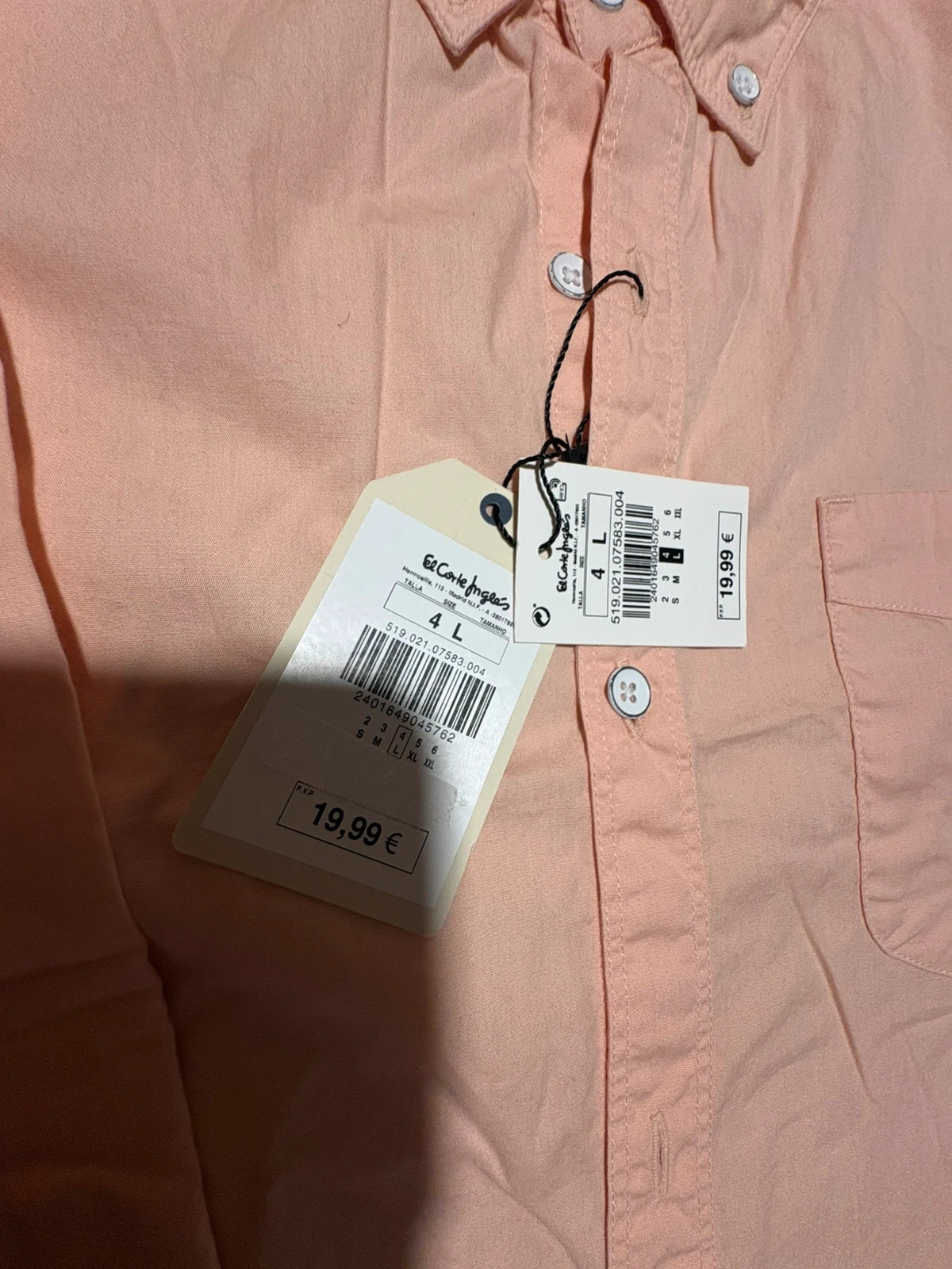 Camisa hombre salmón Easy Wear El Corte Inglés talla L slim fit shirt chemise hemden – Easy Wear – taille L 4