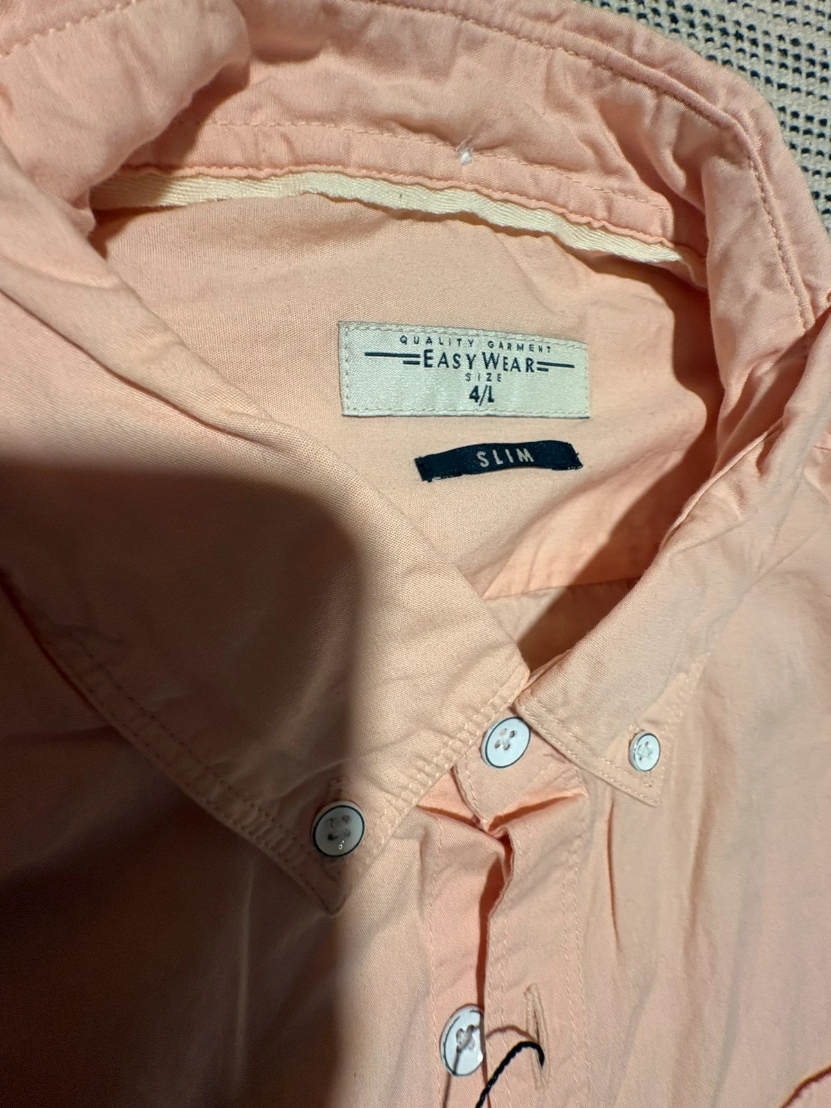 Camisa hombre salmón Easy Wear El Corte Inglés talla L slim fit shirt chemise hemden – Easy Wear – taille L 3