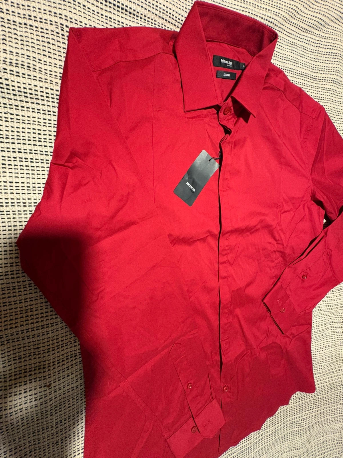 camisa hombre roja Formula Joven El Corte Ingles L slim fit shirt chemise hemden – Fórmula Joven – taille L 2