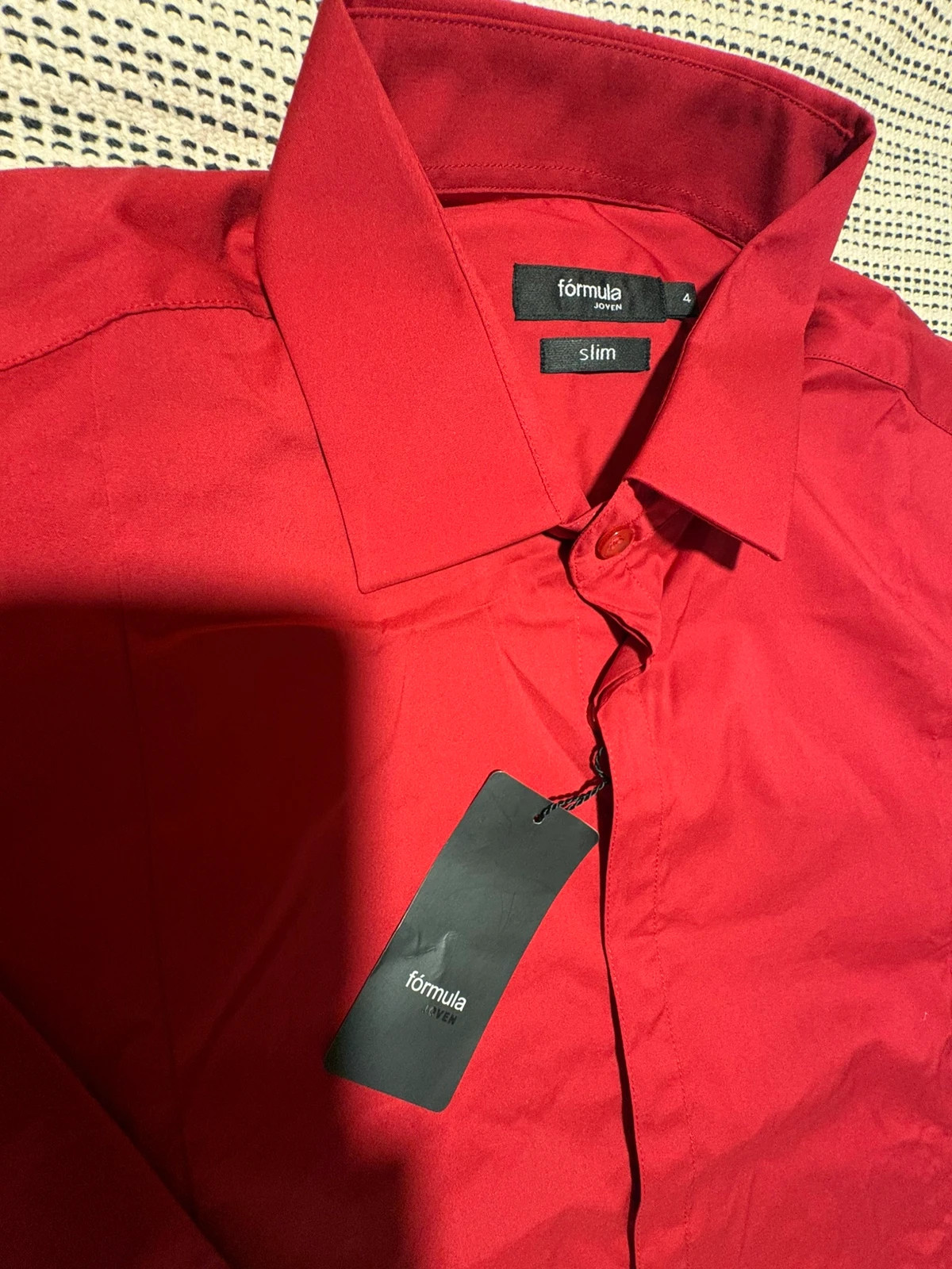 camisa hombre roja Formula Joven El Corte Ingles L slim fit shirt chemise hemden – Fórmula Joven – taille L 3