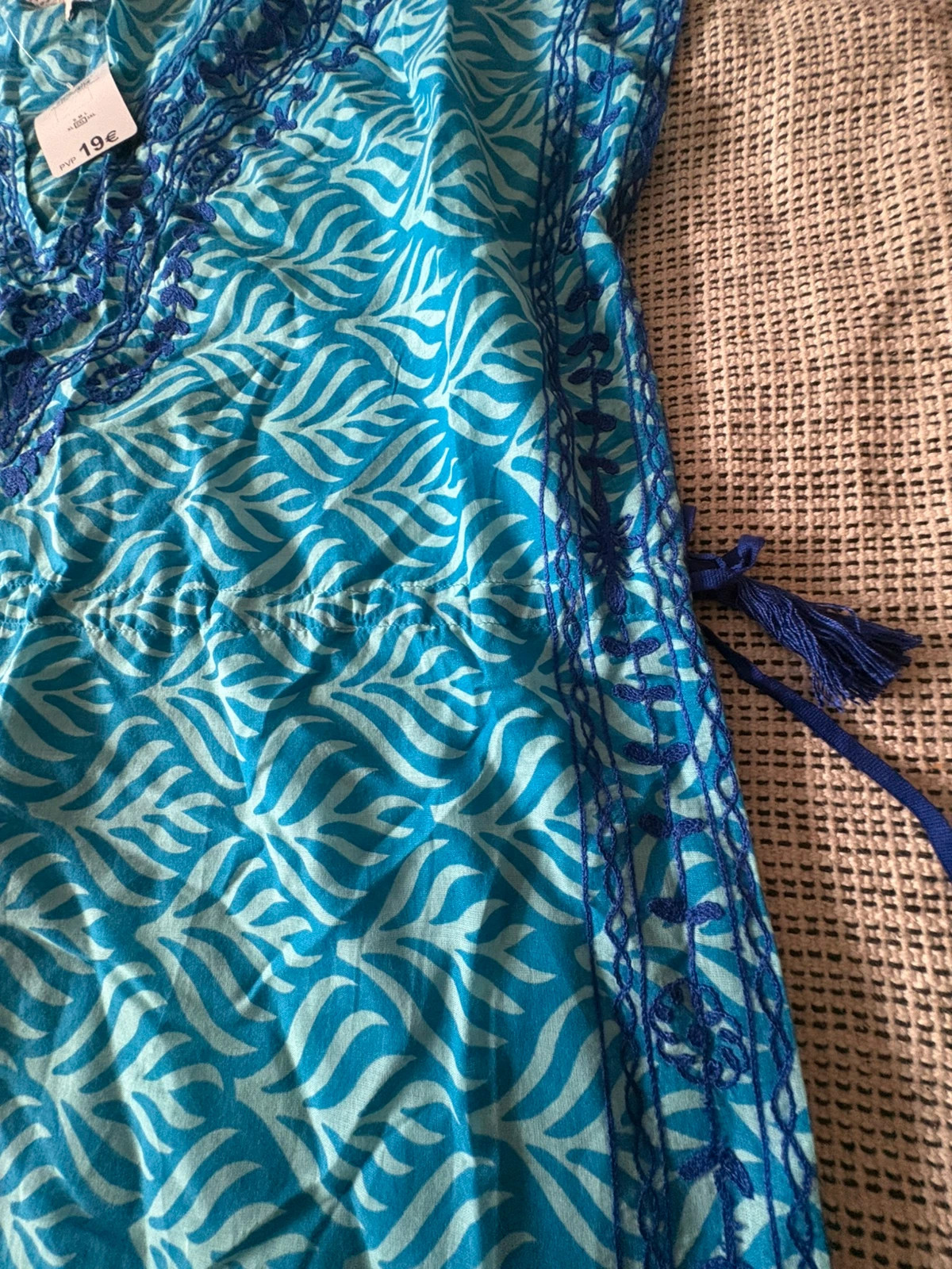 túnica caftán étnica playa unit 2xl 100% algodón estampada azul – Unit – taille XXL / 44 / 16 5
