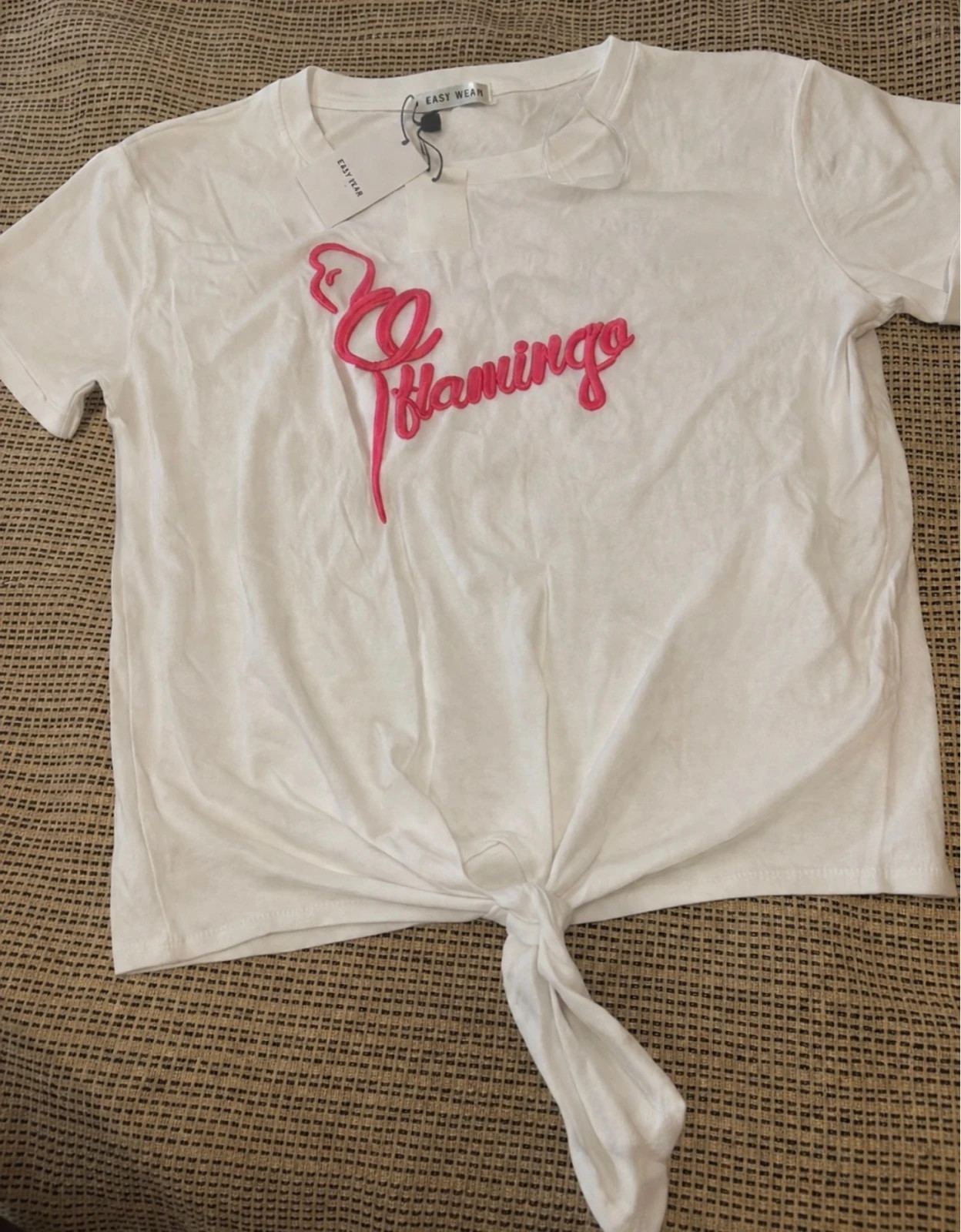 camiseta bordada flamingo easy wear s nudo crop top blanc bordé flamingo t-shirt el corte inglés – Easy Wear – taille S / 36 / 8 2