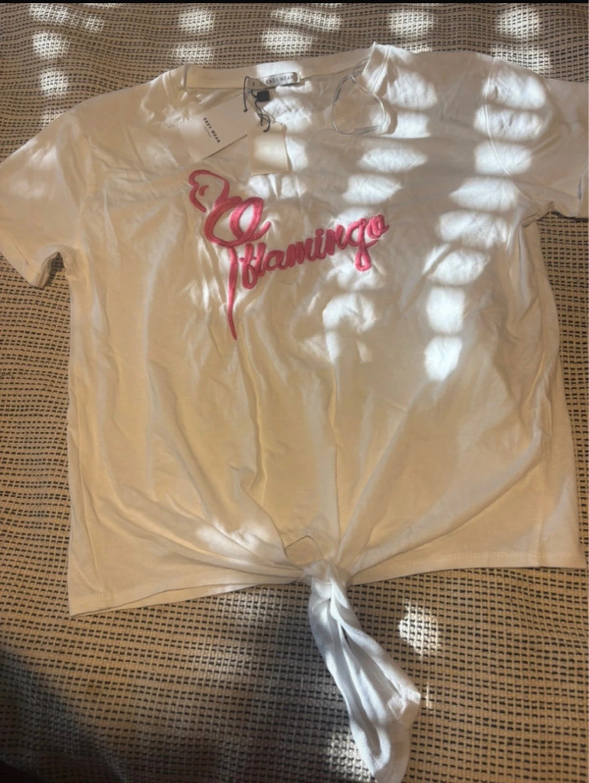 camiseta bordada flamingo easy wear s nudo crop top blanc bordé flamingo t-shirt el corte inglés – Easy Wear – taille S / 36 / 8 3