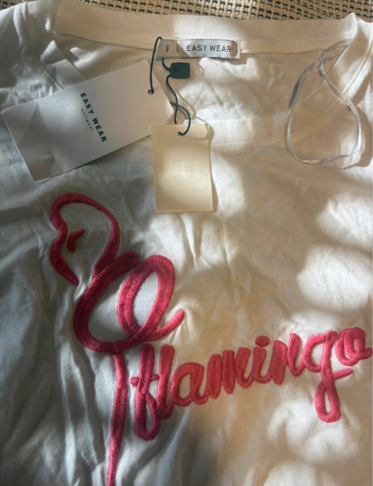 camiseta bordada flamingo easy wear s nudo crop top blanc bordé flamingo t-shirt el corte inglés – Easy Wear – taille S / 36 / 8 4