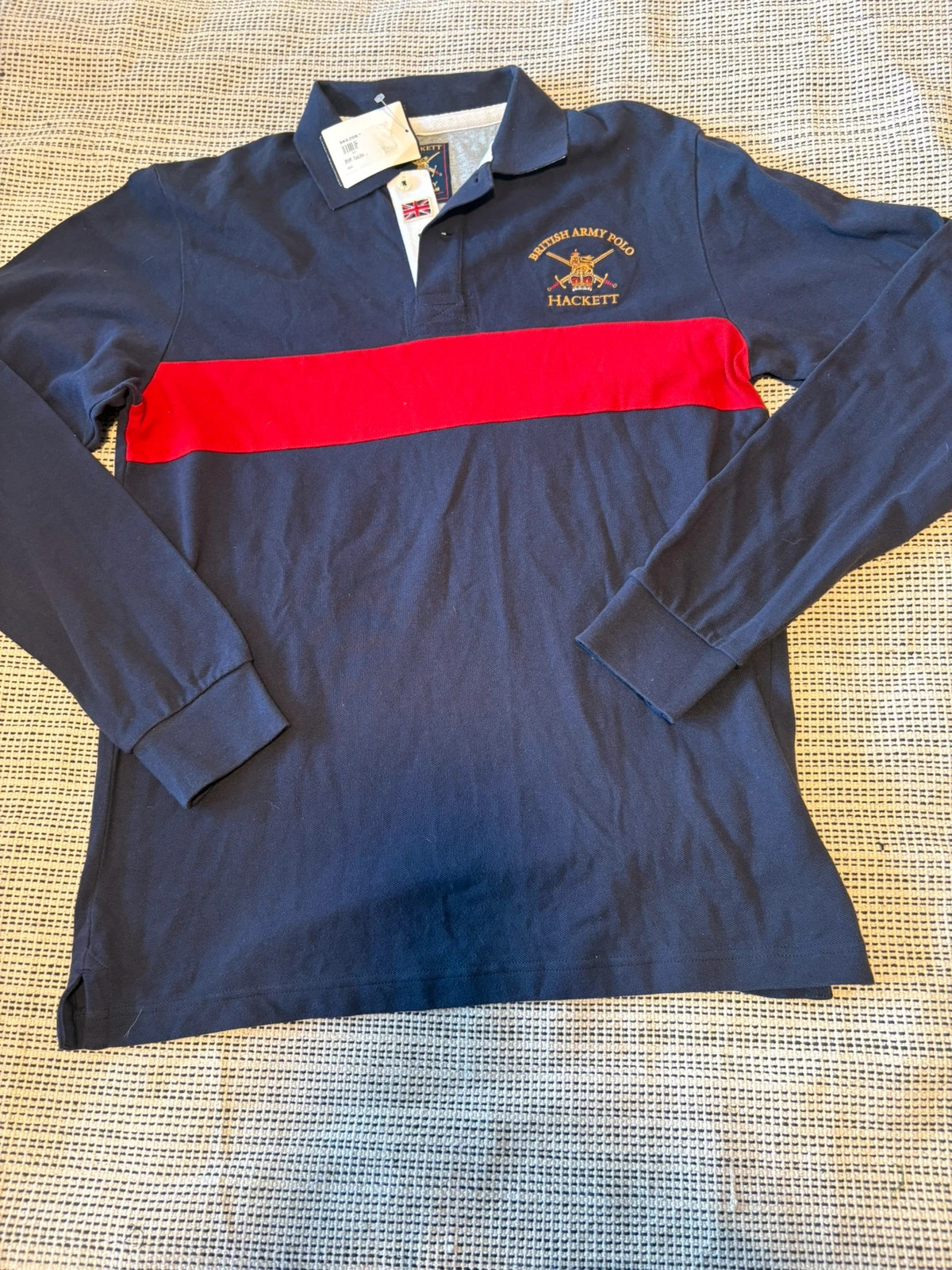 polo hackett london british army polo manga larga talla m azul marino rojo nuevo con etiqueta