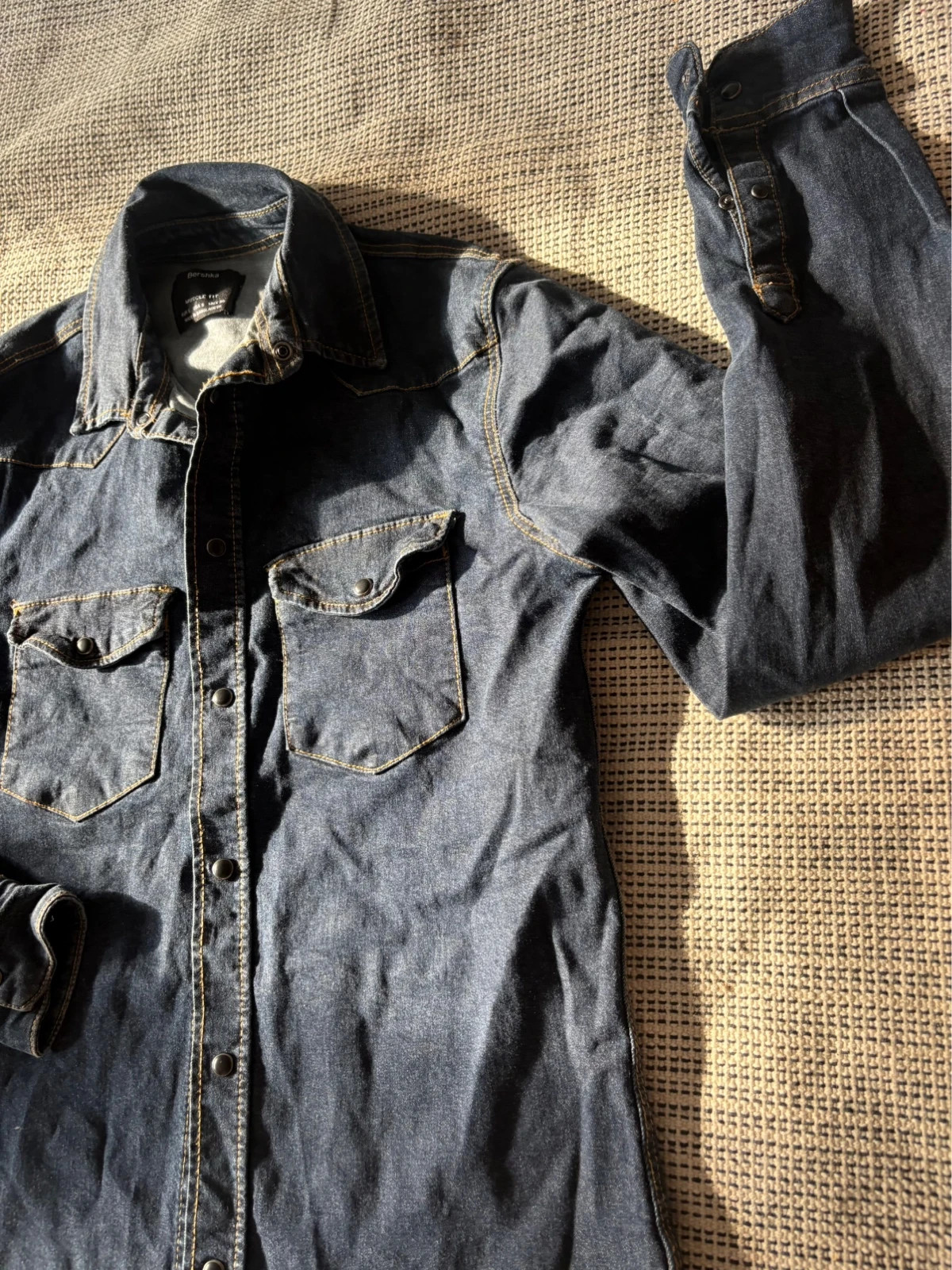 Camisa vaquera Bershka Muscle Fit S denim chemise spijkerhemd denim shirt jeans – Bershka – taille S 2