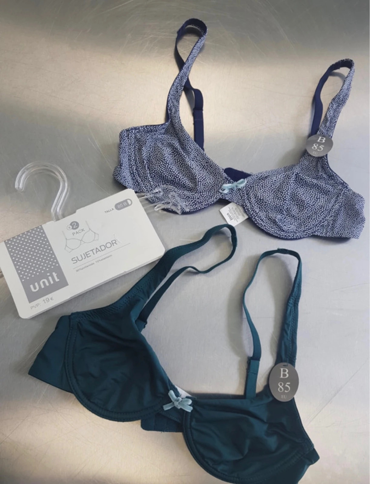 Pack 2 sujetadores Unit 85B azul verde lencería soutiengorge bra bh – Unit – taille 85B 2
