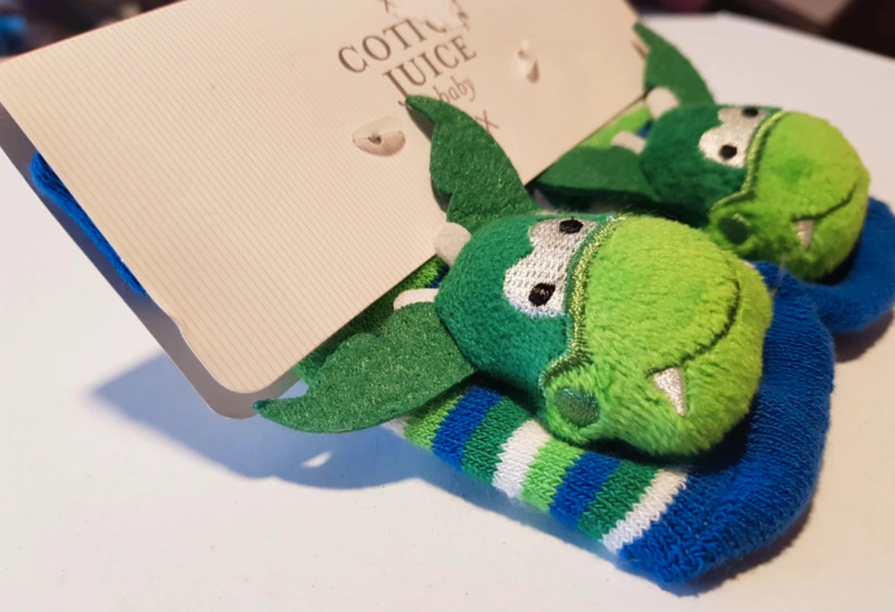 *calcetines sonajero bebe dragon algodonal cotton juice 0 3m nuevos – COTTON JUICE – taille 13-15 5
