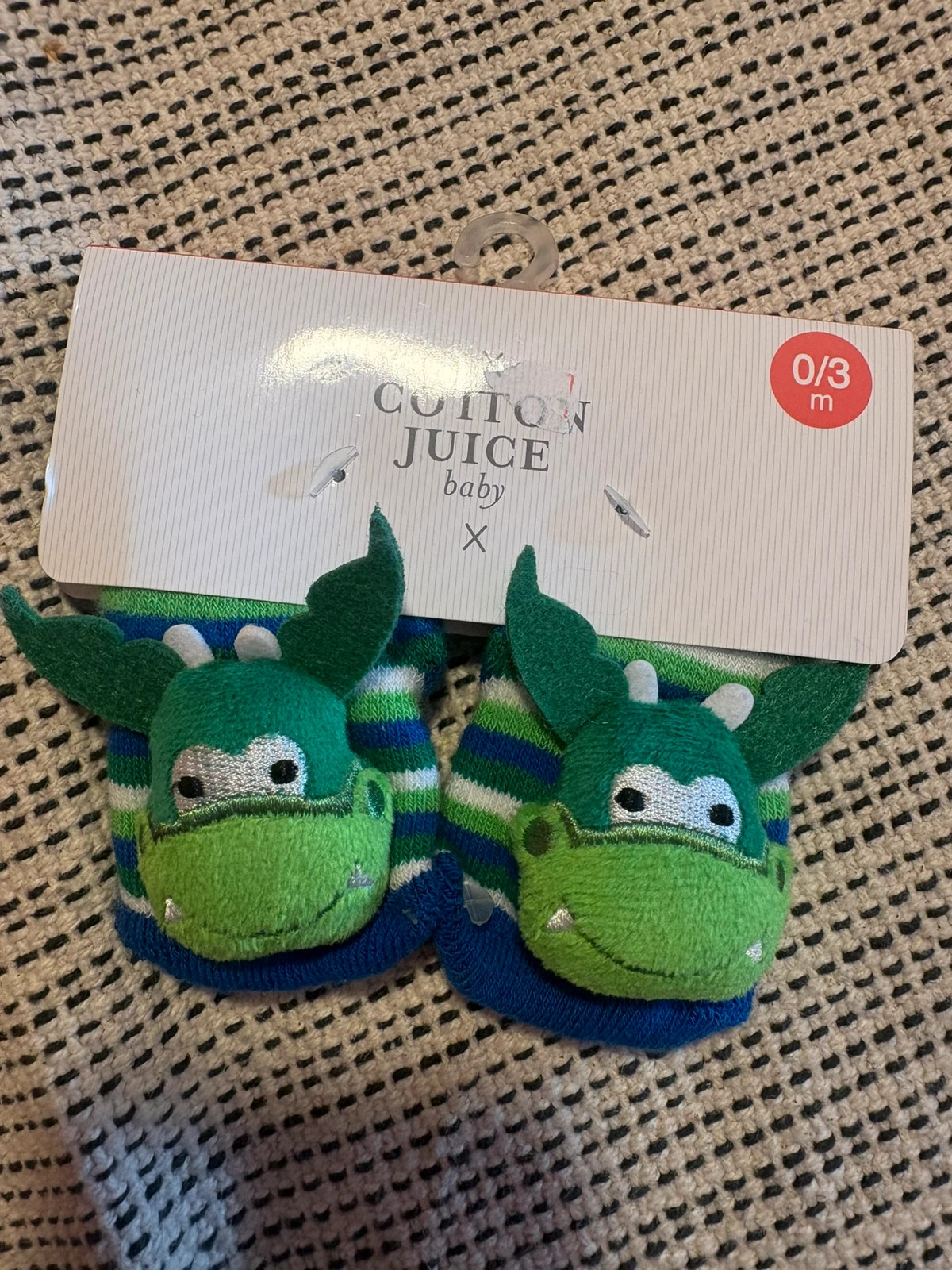 *calcetines sonajero bebe dragon algodonal cotton juice 0 3m nuevos