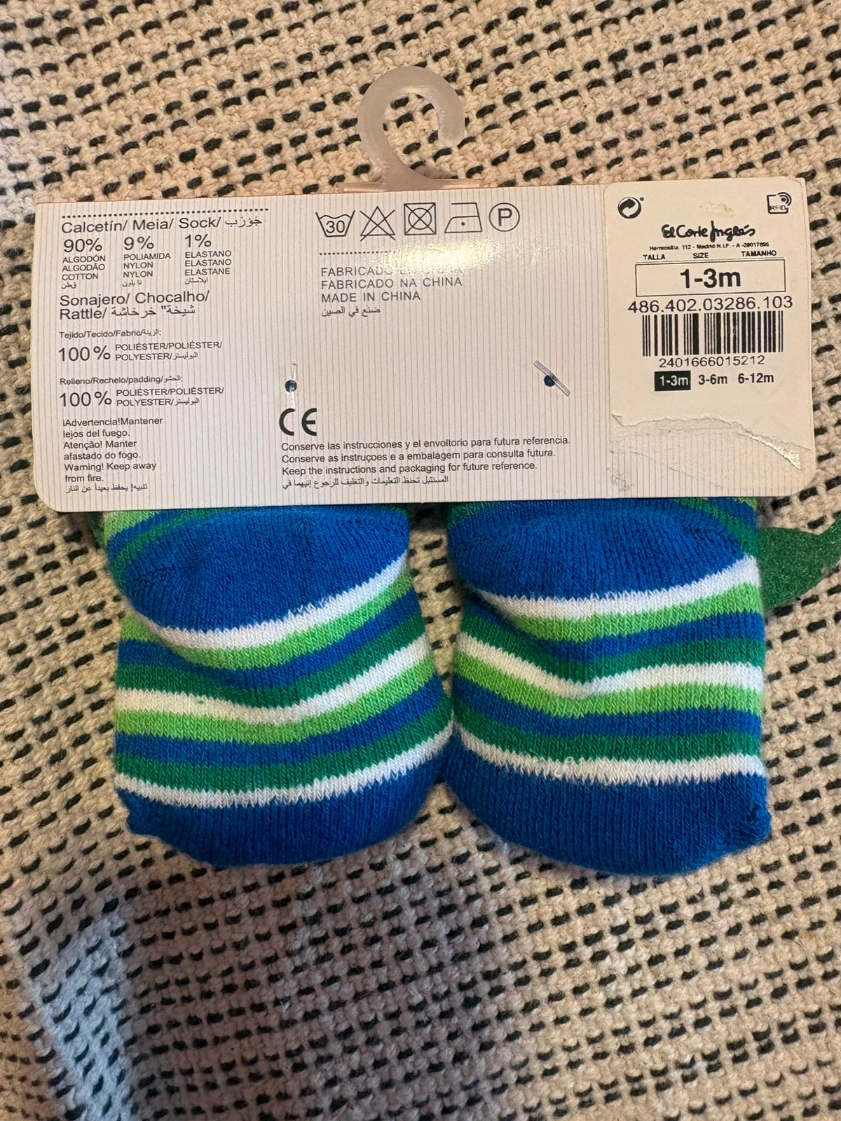 *calcetines sonajero bebe dragon algodonal cotton juice 0 3m nuevos – COTTON JUICE – taille 13-15 2