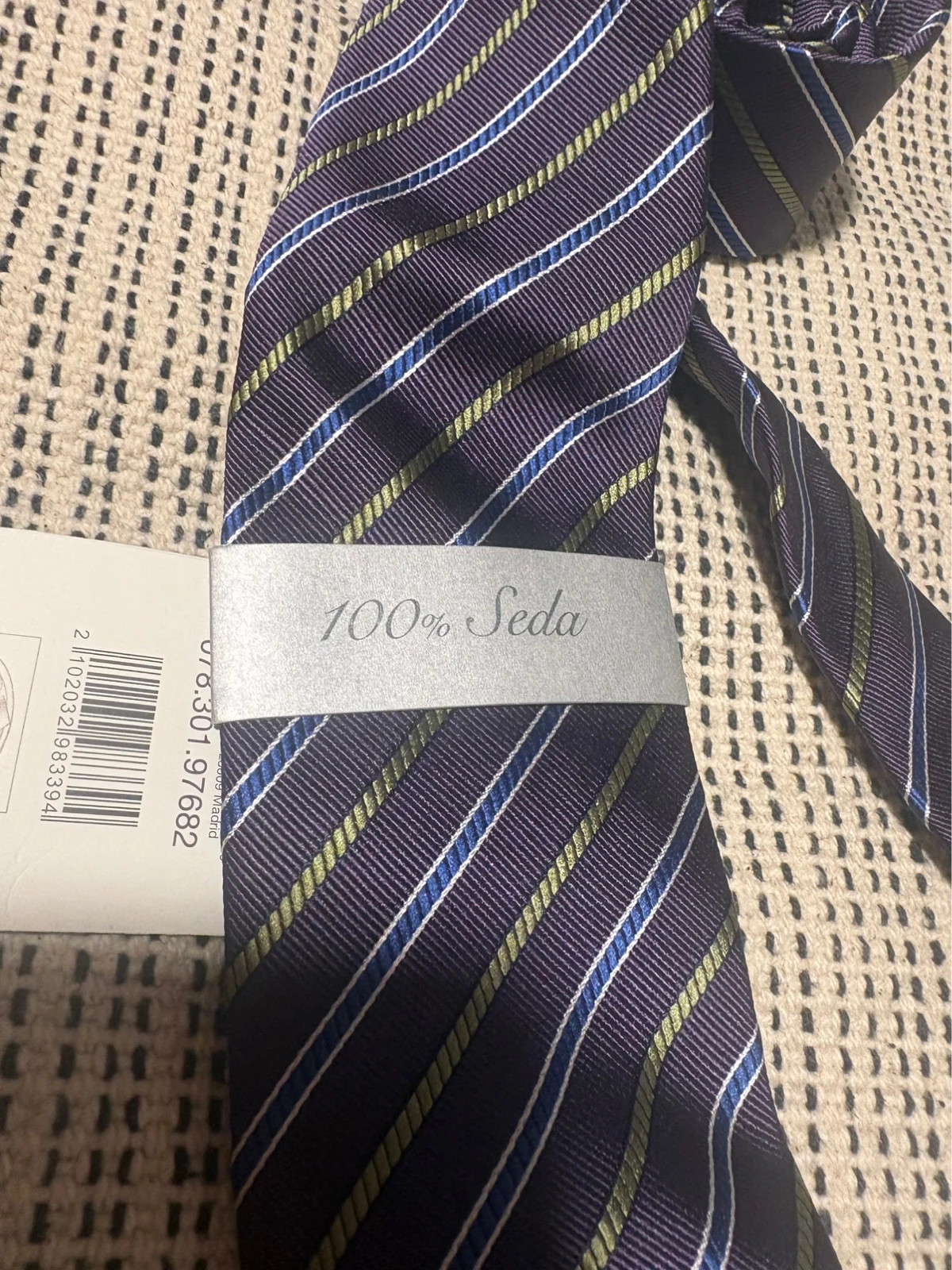 Corbata seda DOC Classic nueva etiqueta rayas azul morado – DOC 3