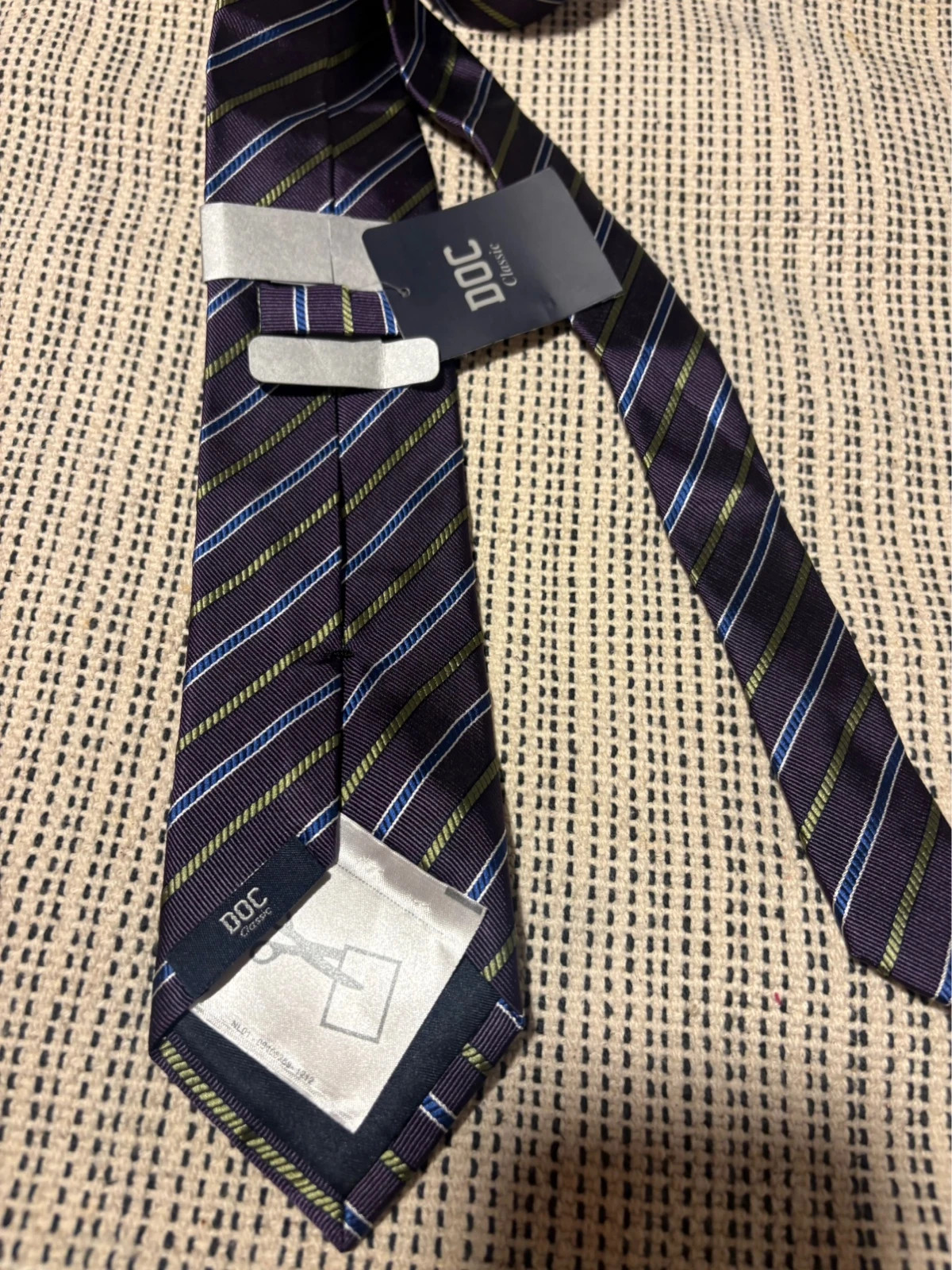 Corbata seda DOC Classic nueva etiqueta rayas azul morado – DOC 4