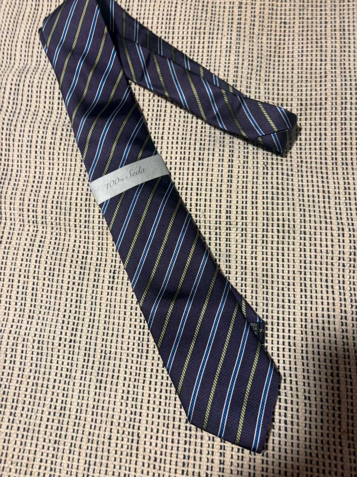 Corbata seda DOC Classic nueva etiqueta rayas azul morado