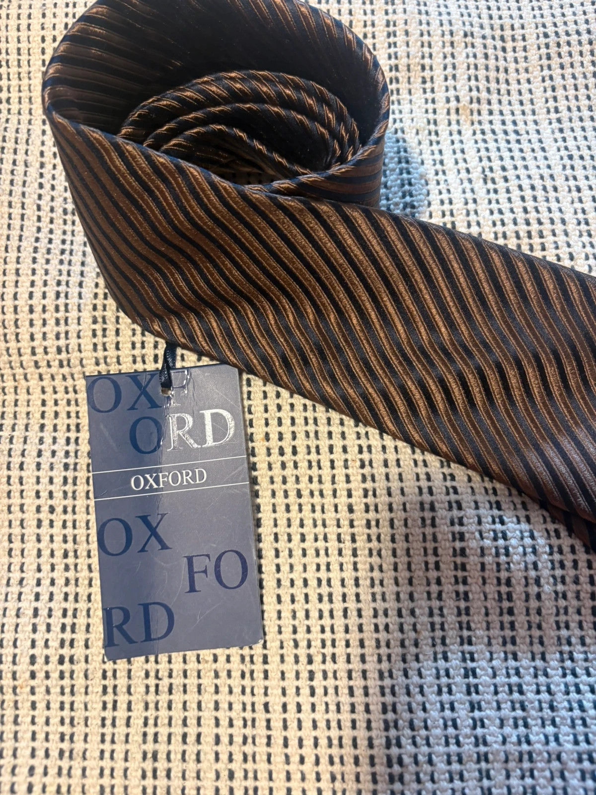 *corbata seda oxford el corte ingles marron negra rayas nueva con etiqueta – Oxford 2