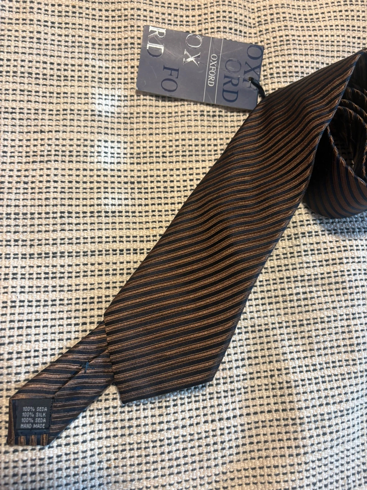 *corbata seda oxford el corte ingles marron negra rayas nueva con etiqueta – Oxford 4