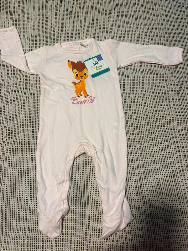 Pelele Bebé Disney Bambi Nuevo Etiquetas T. 9-12M Pink Pyjama Romper