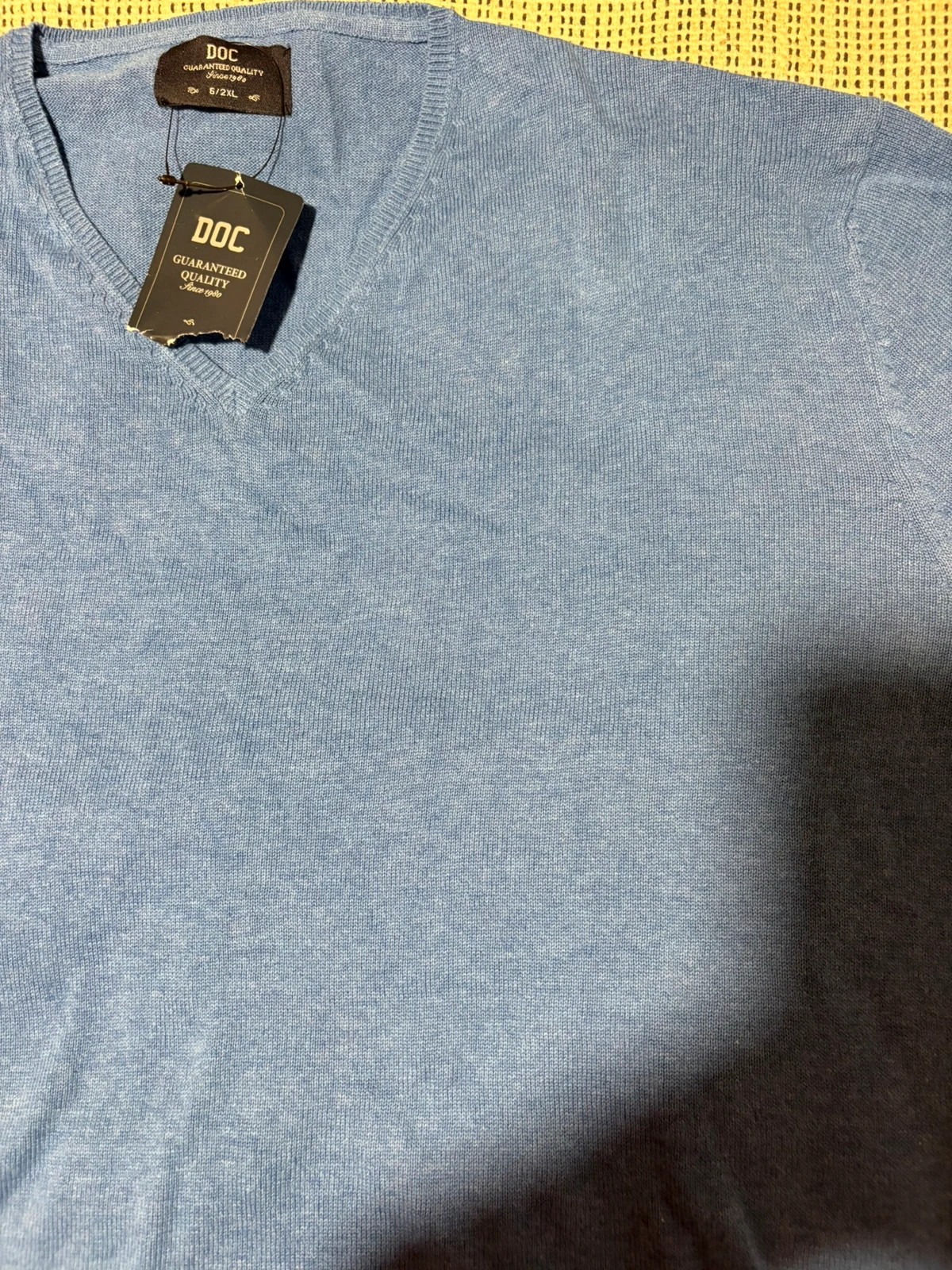 * Jersey azul punto cuello pico 100% algodón DOC Talla XXL / Pull col V bleu / Blue sweater 2XL – DOC – taille XXL 2