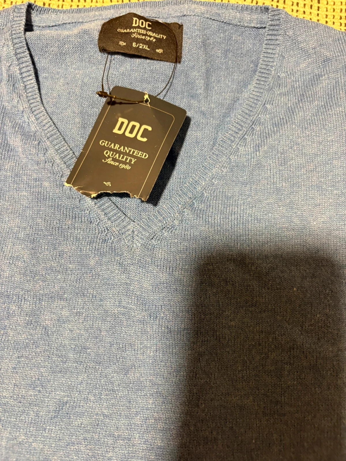 * Jersey azul punto cuello pico 100% algodón DOC Talla XXL / Pull col V bleu / Blue sweater 2XL – DOC – taille XXL 3
