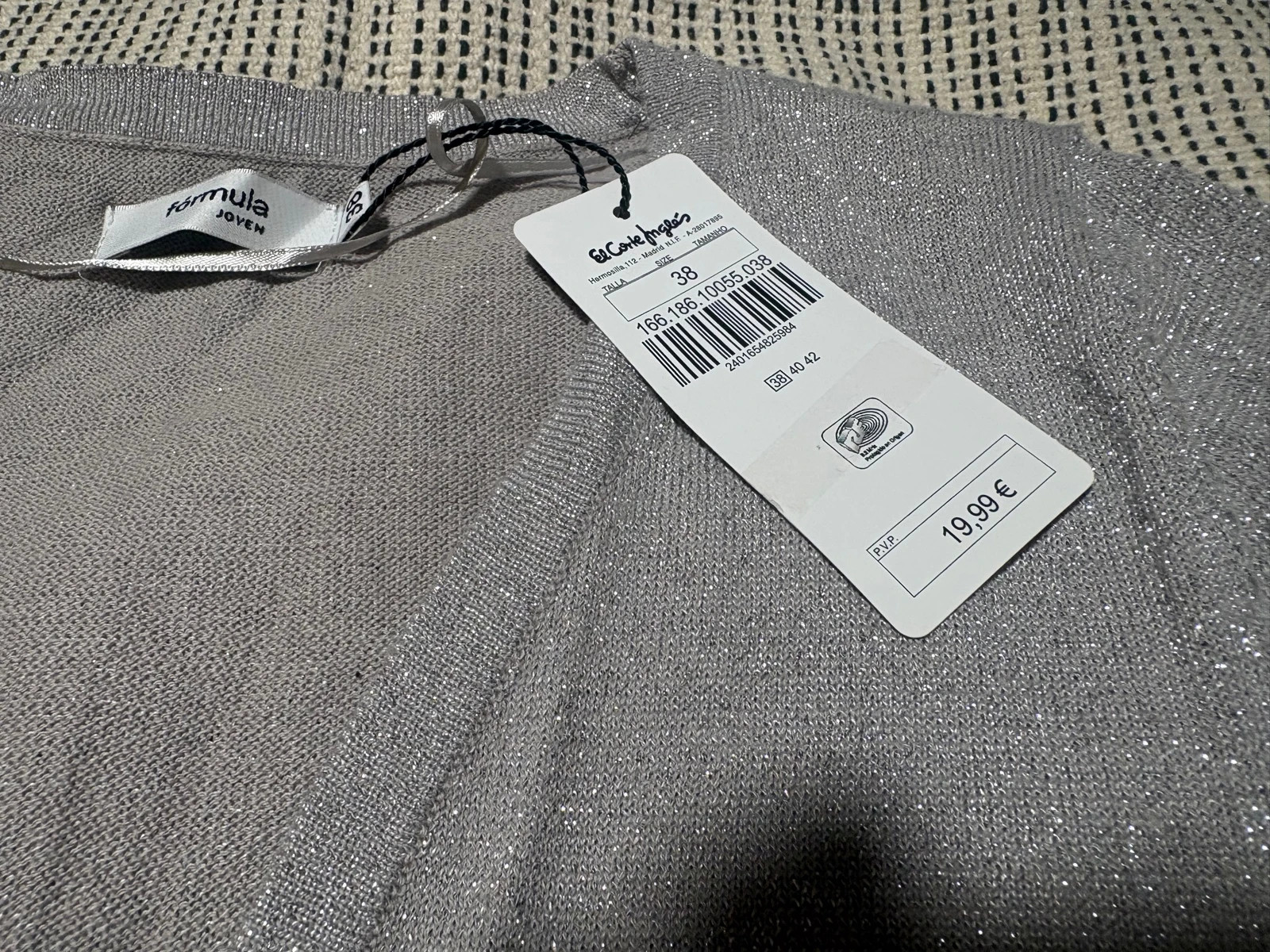 * Torera Plateada Lurex Brillo Fórmula Joven El Corte Inglés T38 NWT / Bolero Glitter Silver M – Fórmula Joven – taille M / 38 / 10 4