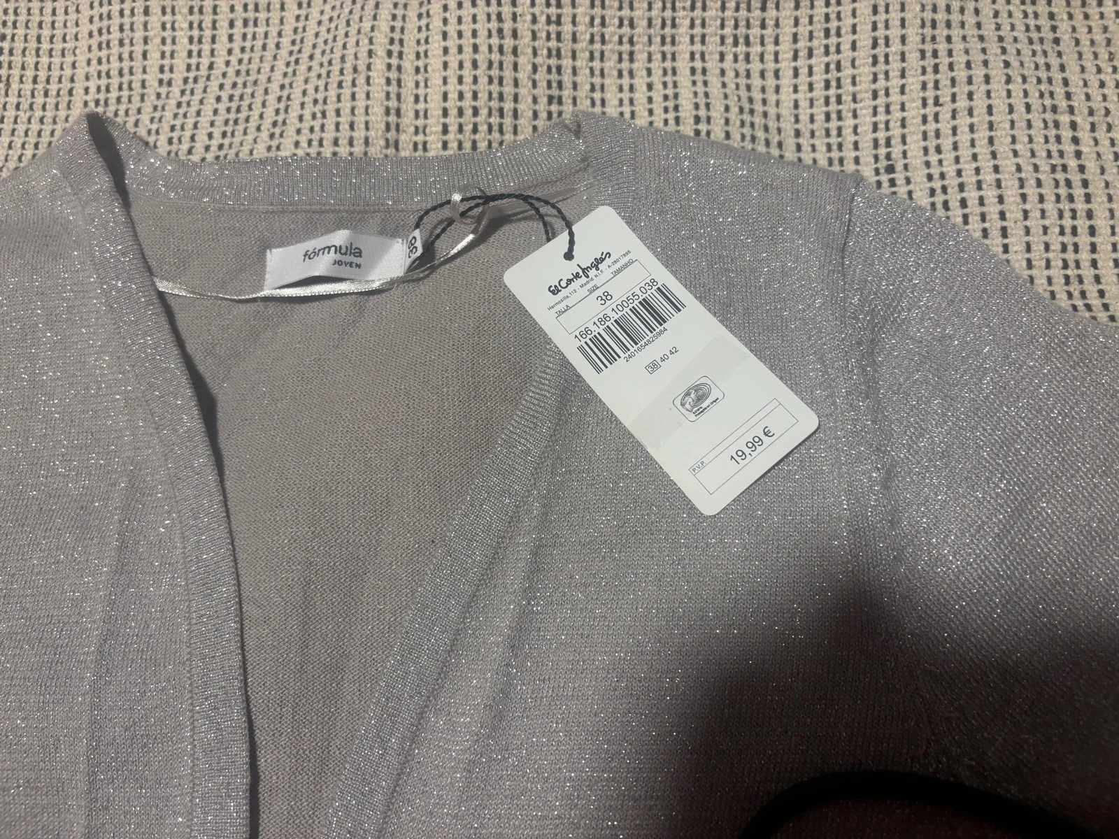 * Torera Plateada Lurex Brillo Fórmula Joven El Corte Inglés T38 NWT / Bolero Glitter Silver M – Fórmula Joven – taille M / 38 / 10 3