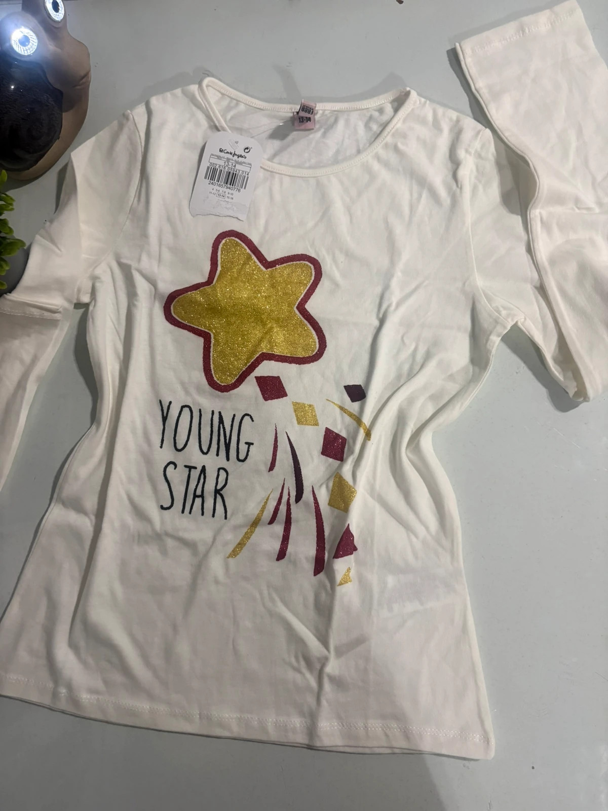 Camiseta manga larga blanca estrella Free Style El Corte Ingles 13-14 / XS