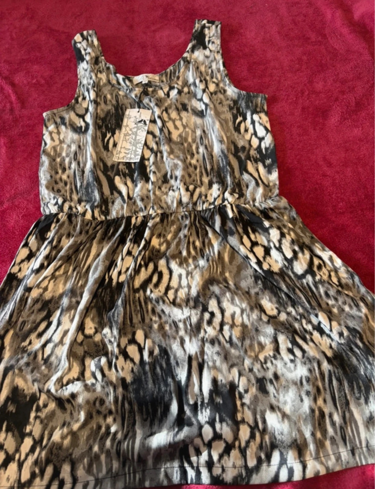 Vestido Think Positive animal print leopardo robe dress jurk XL BNWT
