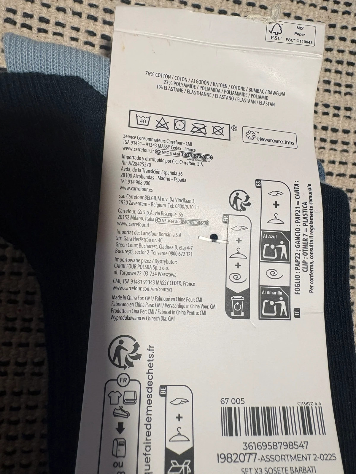 Pack 3 pares calcetines TEX nuevos talla 43/46 azul marino celeste casual chaussettes socks (~b) – TEX – taille M | 43–46 5