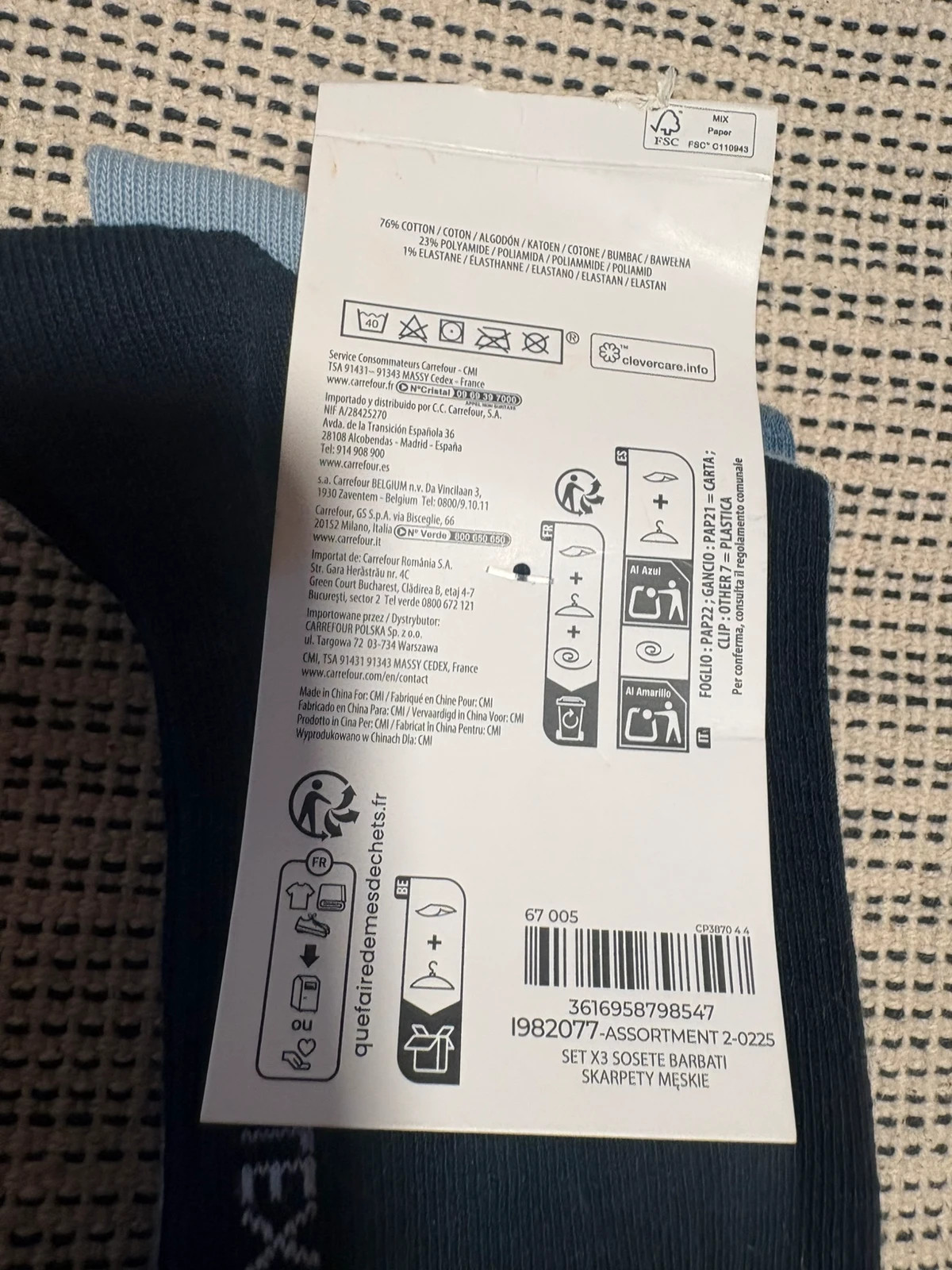 Pack 3 pares calcetines TEX nuevos talla 43/46 azul marino celeste casual chaussettes socks (~b) – TEX – taille M | 43–46 4