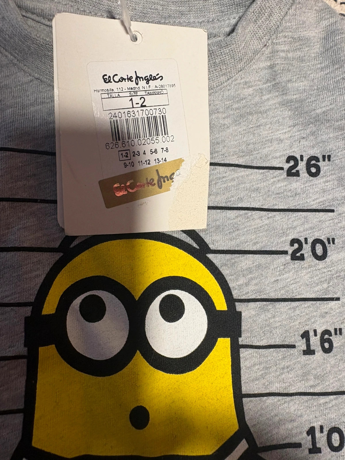 Camiseta gris talla 1-2 de minions – El Corte Inglés – taille 24-36 mois / 92 cm 3