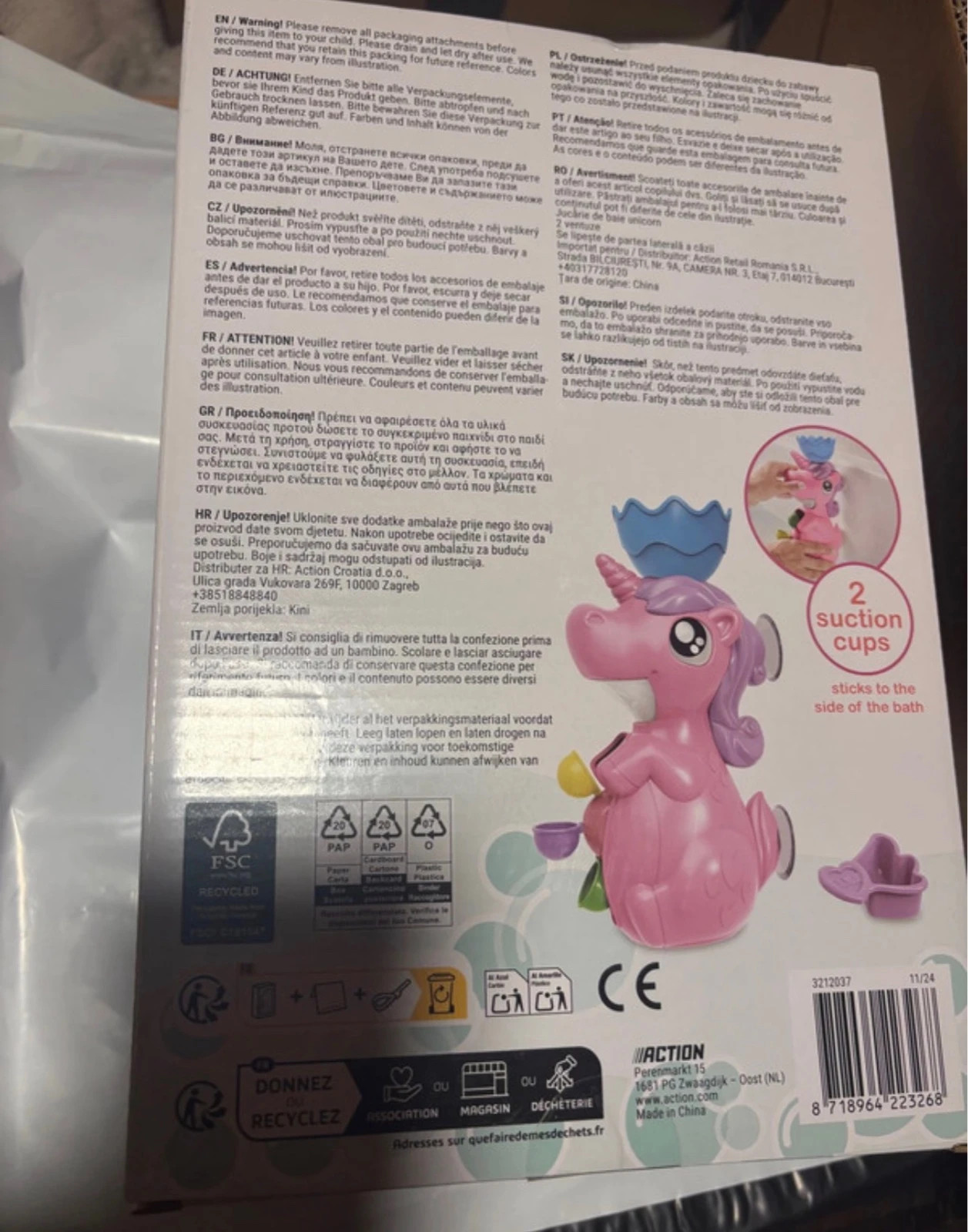 juguete de baño con forma de unicornio rosa juguete de baño con forma de unicornio rosa – Action – taille 6-9 mois / 68 cm 4