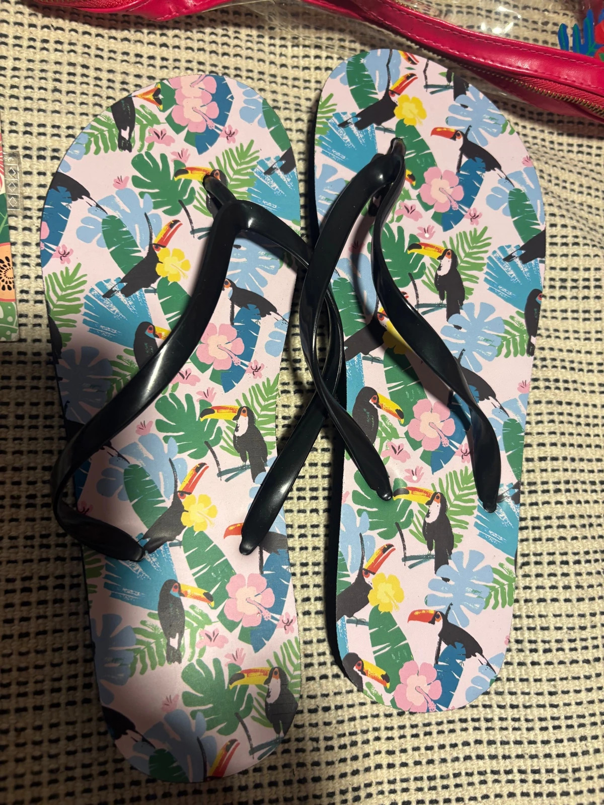 Chanclas Beach Club con estampado tropical y tucanes talla 38 – Beach club – taille 38 2
