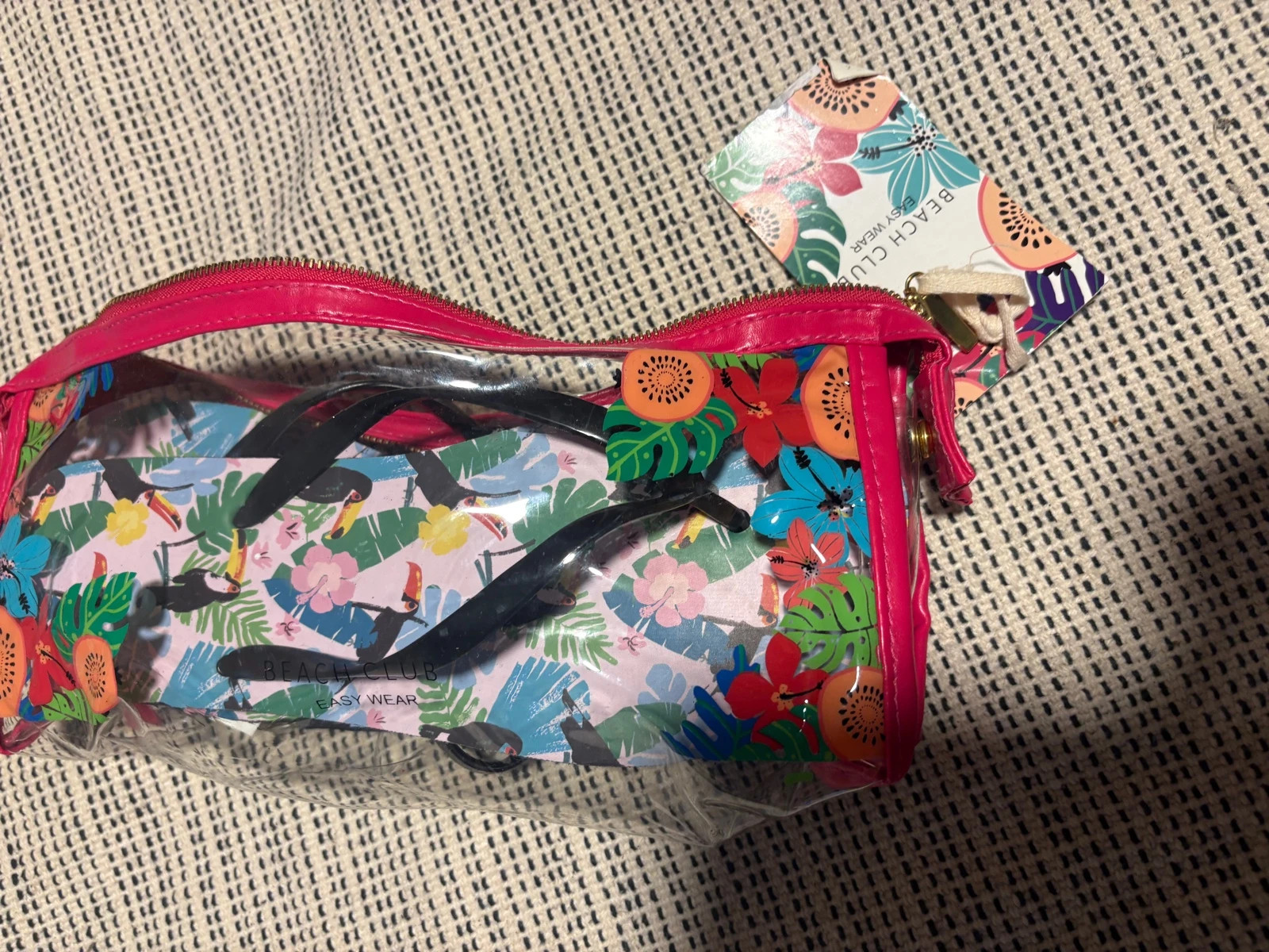 Chanclas Beach Club con estampado tropical y tucanes talla 38 – Beach club – taille 38 5