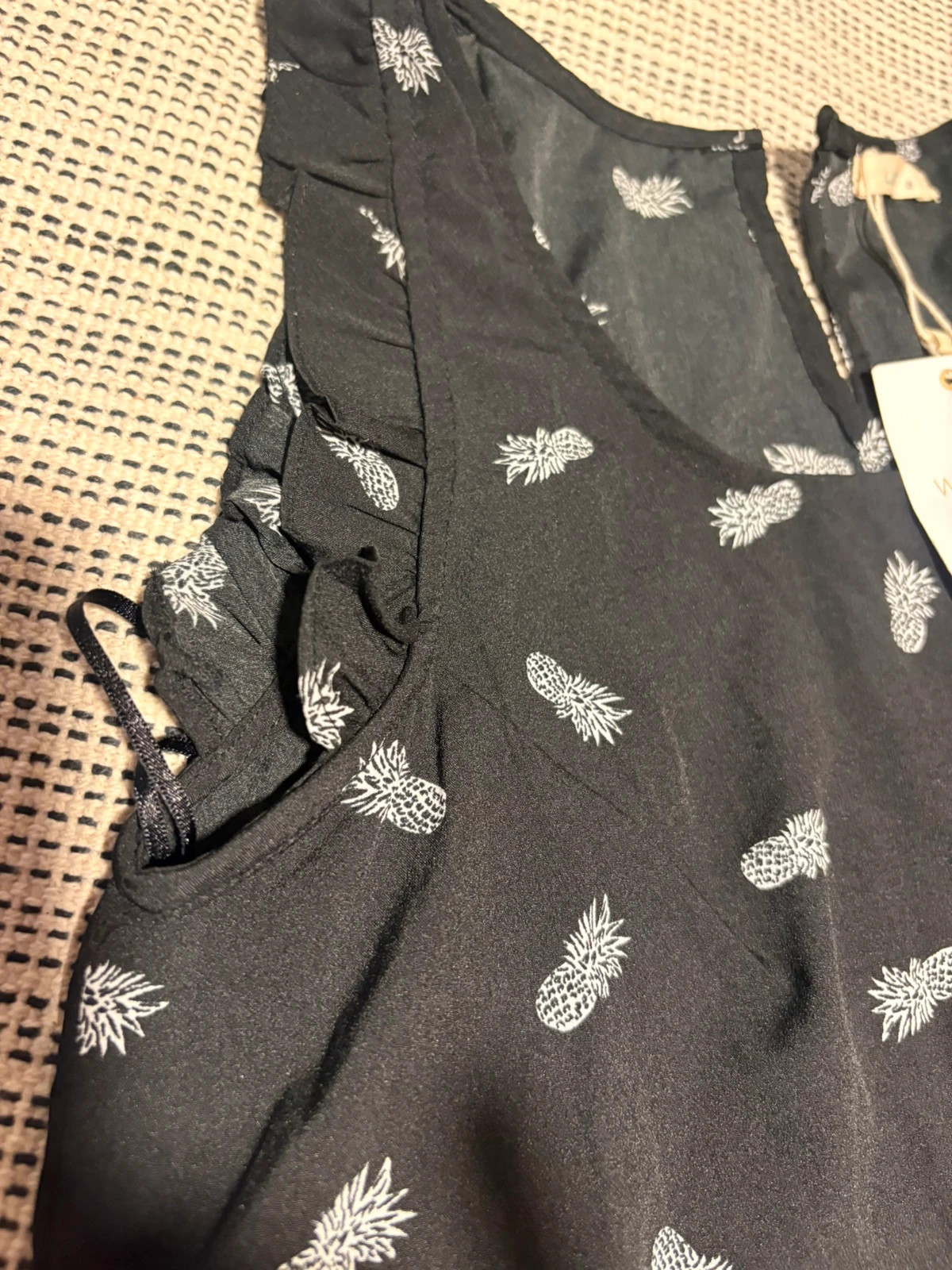 vestido midi talla S de color negro con estampado de piñas blancas – Unit – taille XS / 34 / 6 3