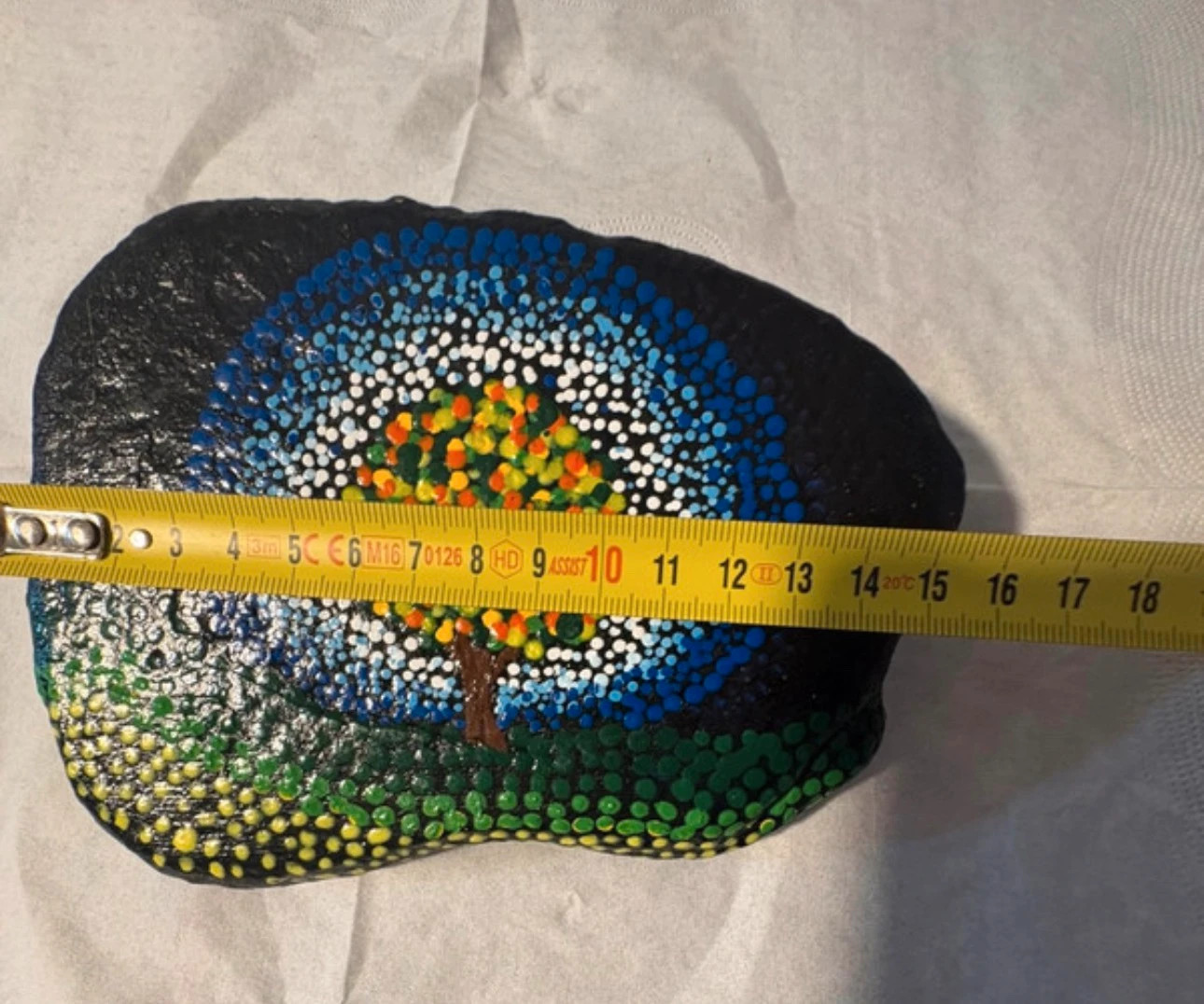 *Piedra Pintada Puntillismo "Árbol de la Vida" Pierre Peinte Dot Art Painted Rock – Hecho a Mano 5