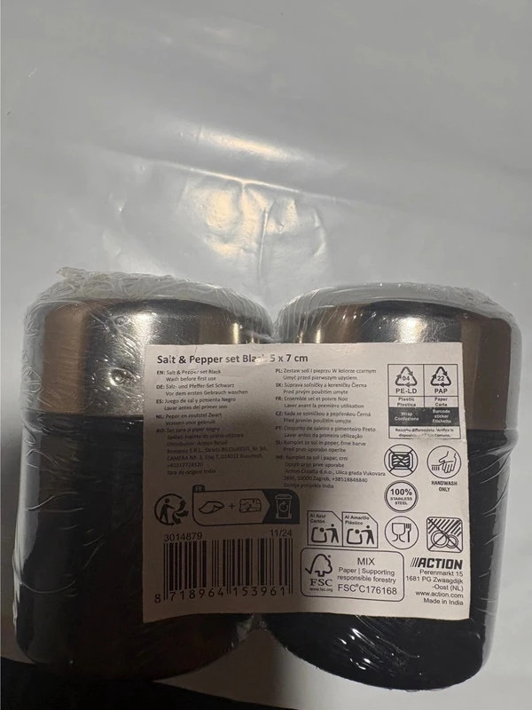 juego de salero y pimentero negro de acero inoxidable (amoi.act)2 – Action 2