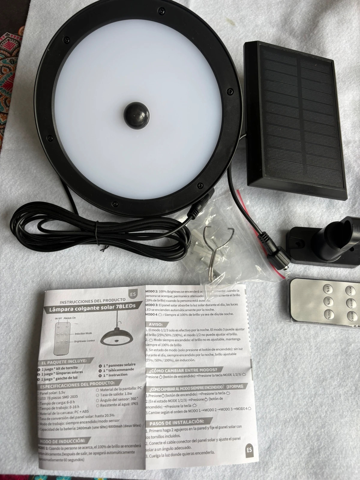 * Lámpara Colgante Solar 78 LED Exterior/Interior + Mando / Solar Light (amoi.g) – GUANGZHOU 2