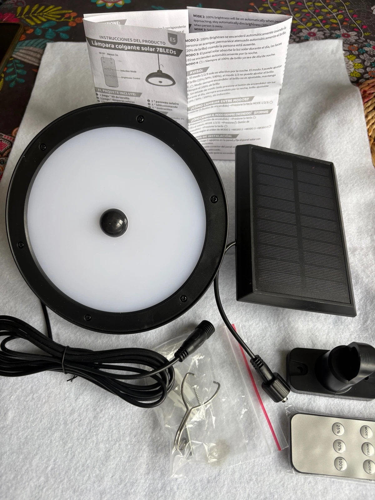 * Lámpara Colgante Solar 78 LED Exterior/Interior + Mando / Solar Light (amoi.g) – GUANGZHOU