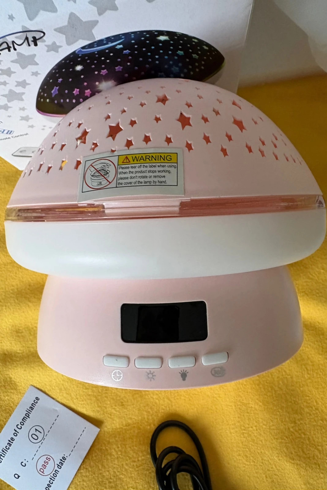 proyector de estrellas rosa con forma de hongo (amoi.h) – starlamp 3
