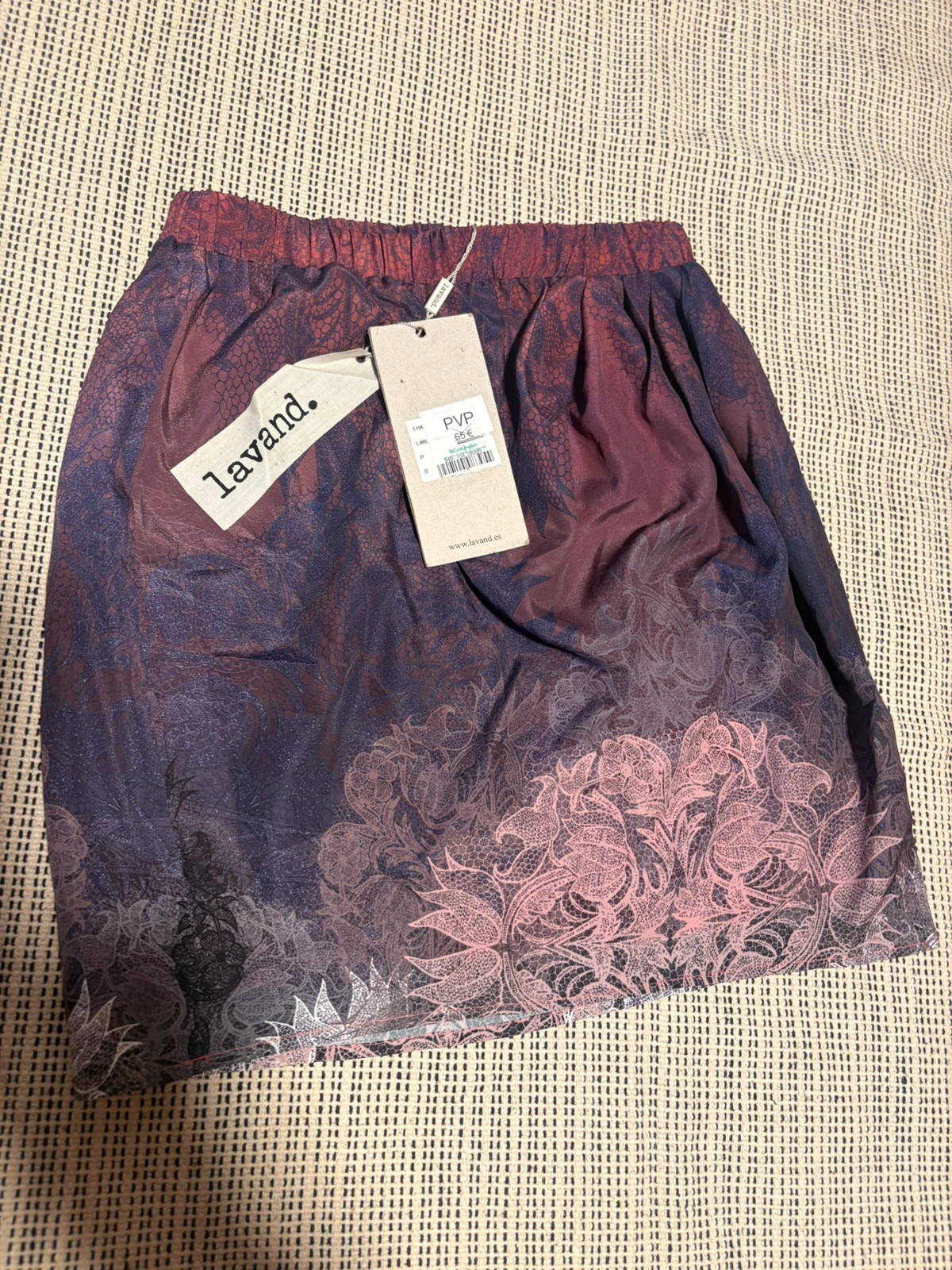 Minifalda lila estampado mandala talla S (amoi)
