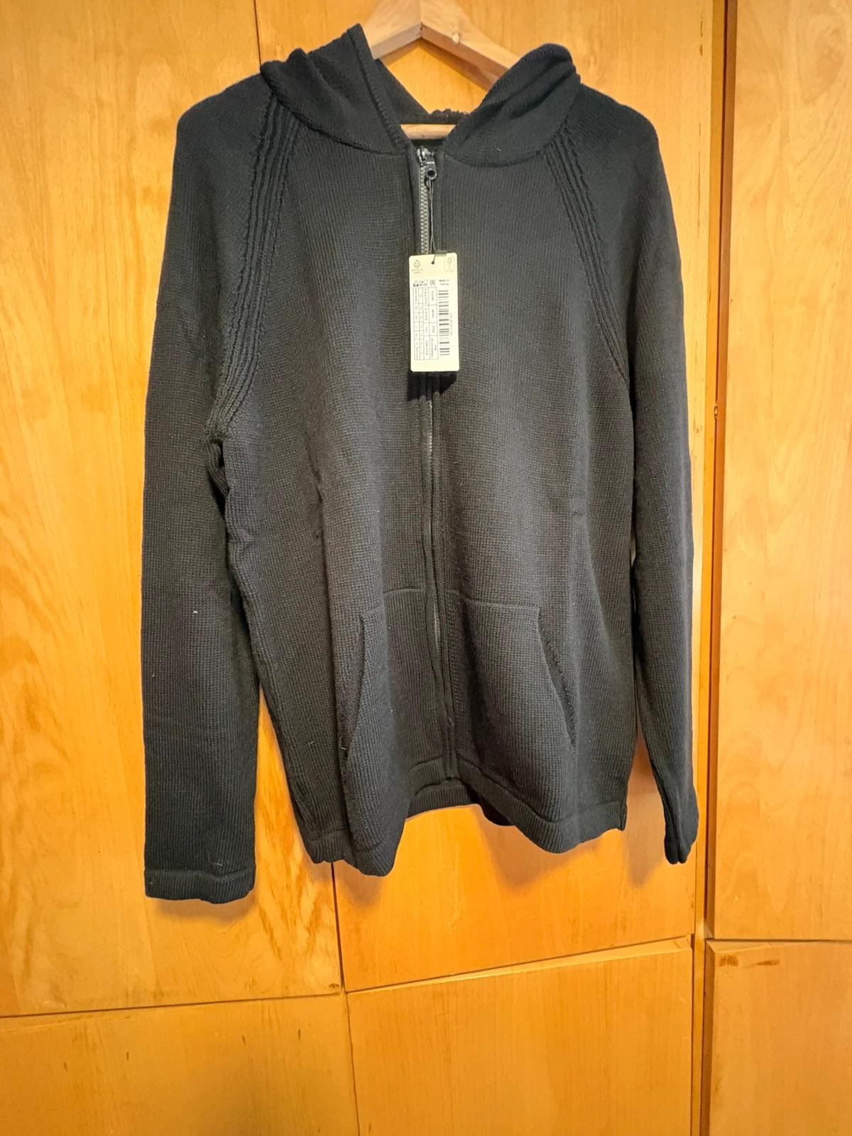 * Chaqueta Punto Hombre Negra con Capucha DeFacto XL Nueva / Cardigan Hooded (f)