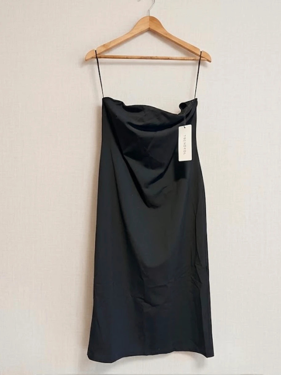 Vestido midi negro palabra de honor talla 42 (amoi.c)