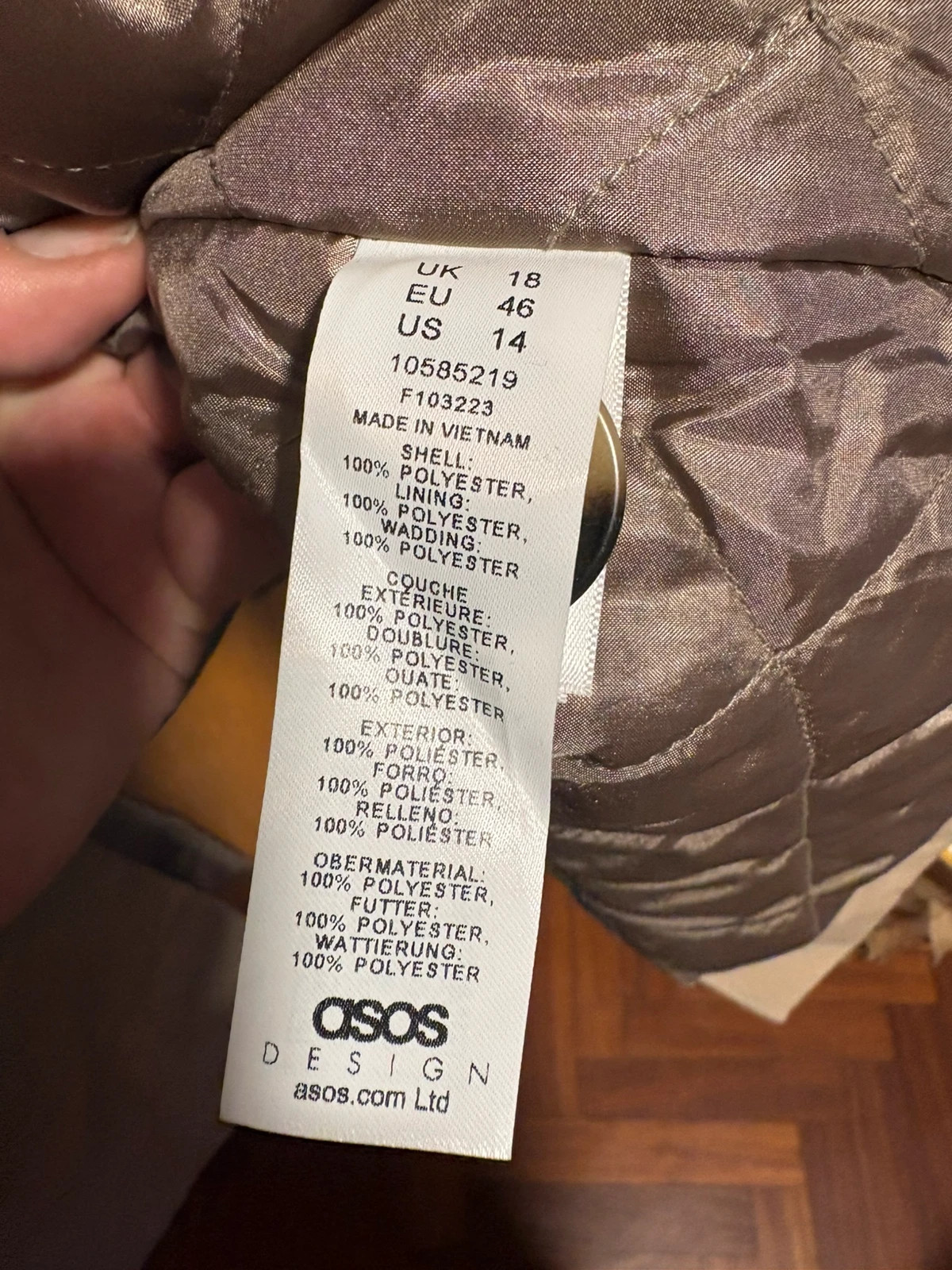 *Gabardina Beige ASOS Oversize T46 Trench Coat Matelassé FR 44-46 UK 18 (amoi.H) – ASOS – taille XXXL / 46 / 18 4