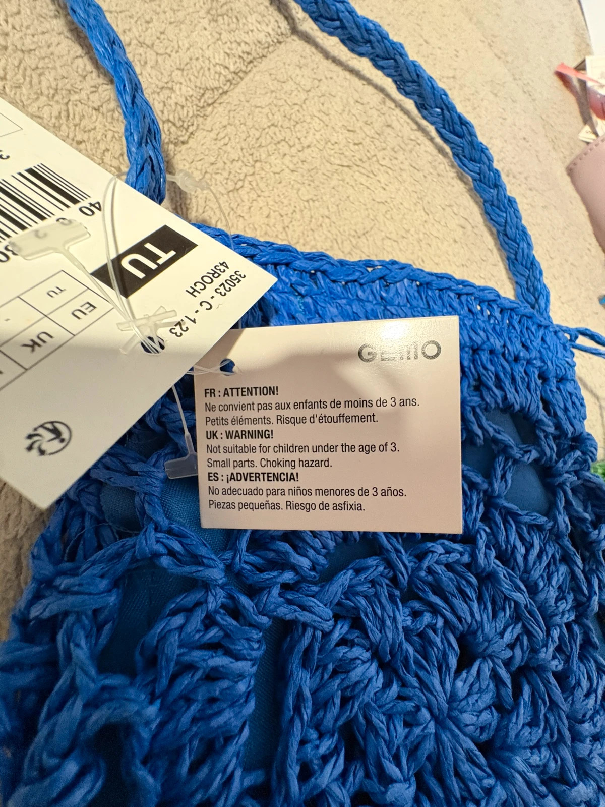 Bolsito o porta móviles azul crochet con pompones (amoi.c) – Gémo 3