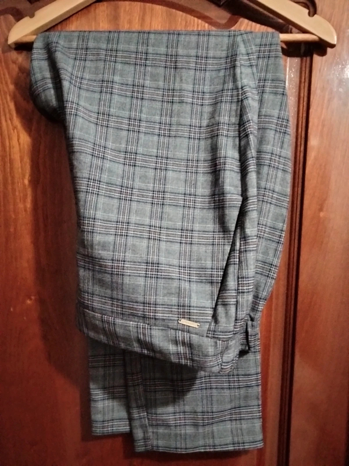 Pantalón a cuadros azul grisáceo Cortefiel talla XL – Cortefiel – taille XL / 42 / 14 2
